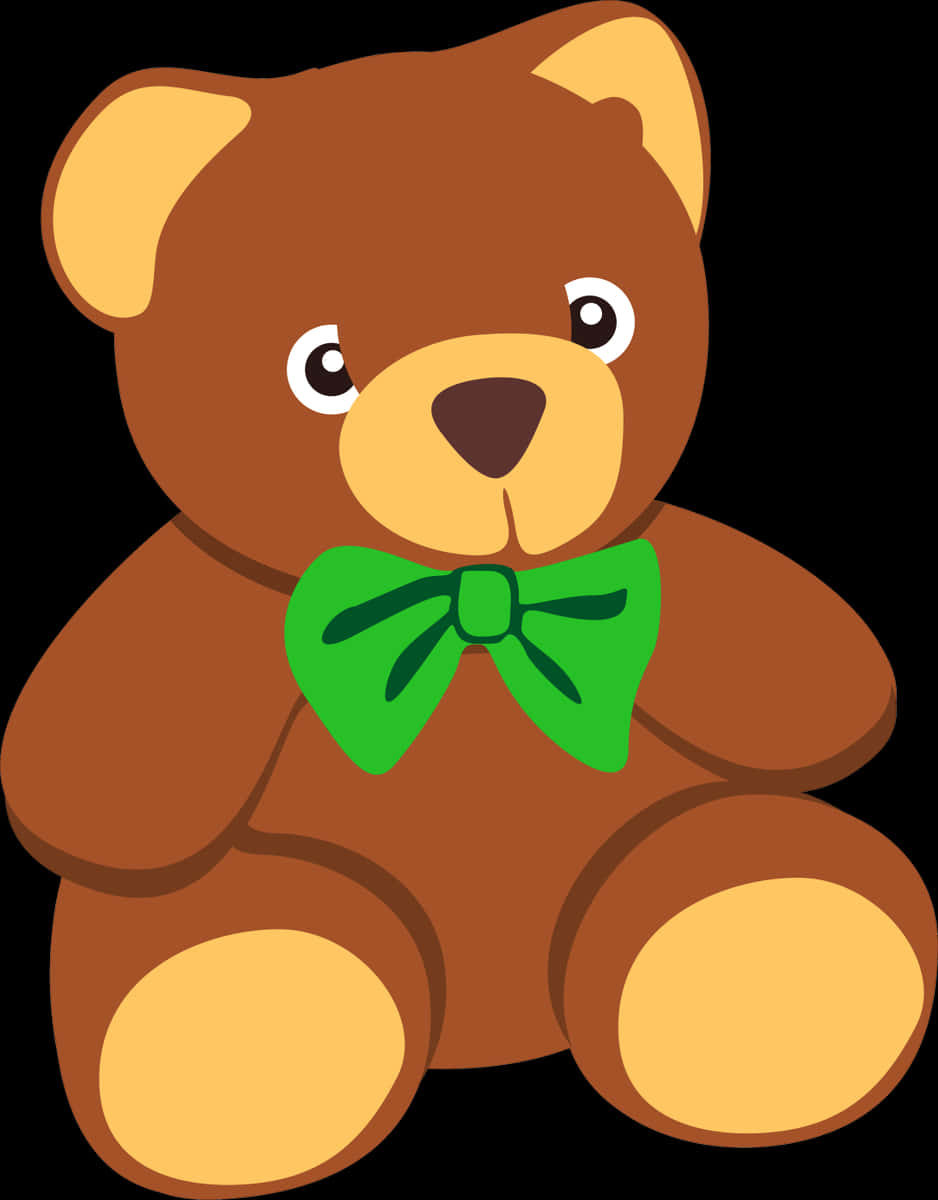 Ursul de plush maro drăguț cu fundă verde Fundal