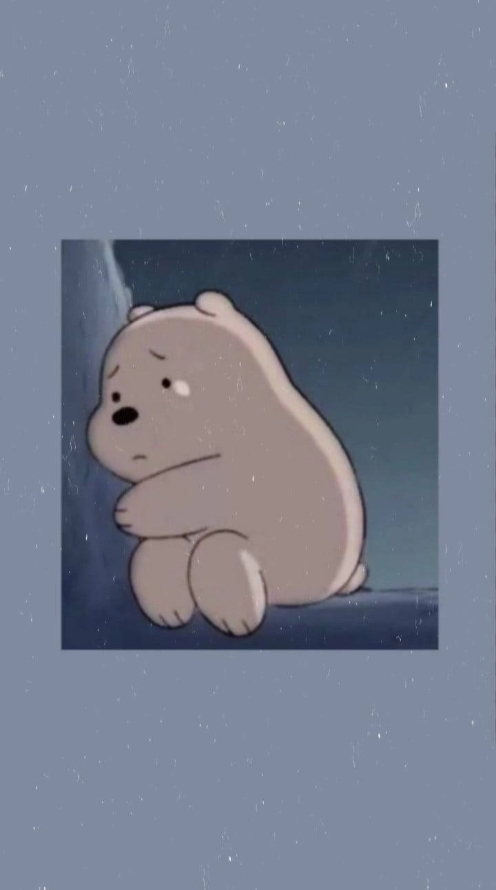 Ursul Ice Bear trist, estetică albastră simplă Fundal