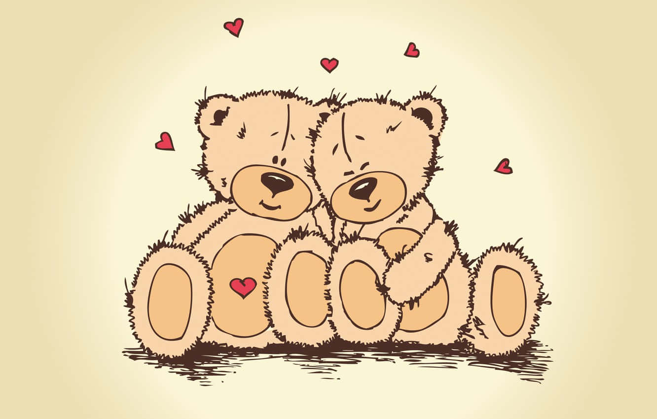 Ursuleți de pluș drăguți pentru Valentine's Day - Operă digitală Fundal