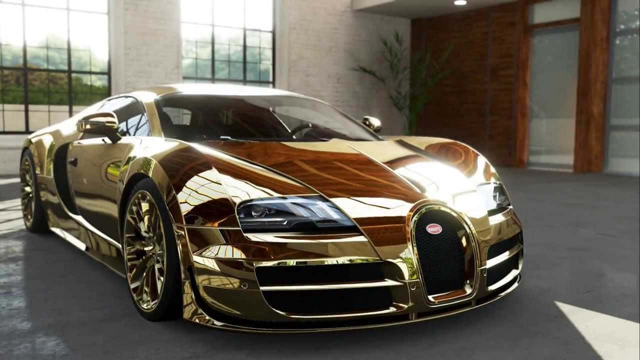 Ușă aurie a mașinii Bugatti Veyron Fundal
