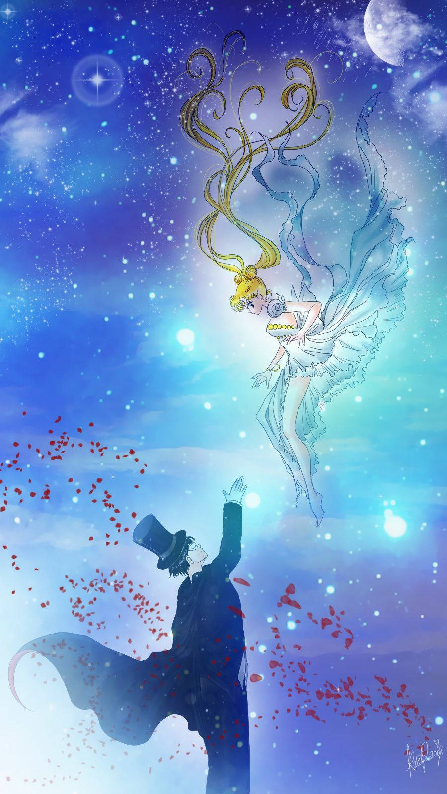 Usagi și Tuxedo Mask Sailor Moon iPhone Fundal
