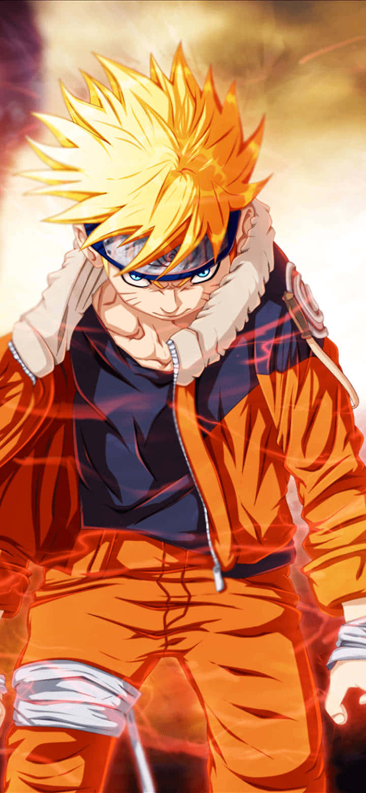 Uzumaki Naruto în Acțiune - Scenă Anime Portocalie Fundal
