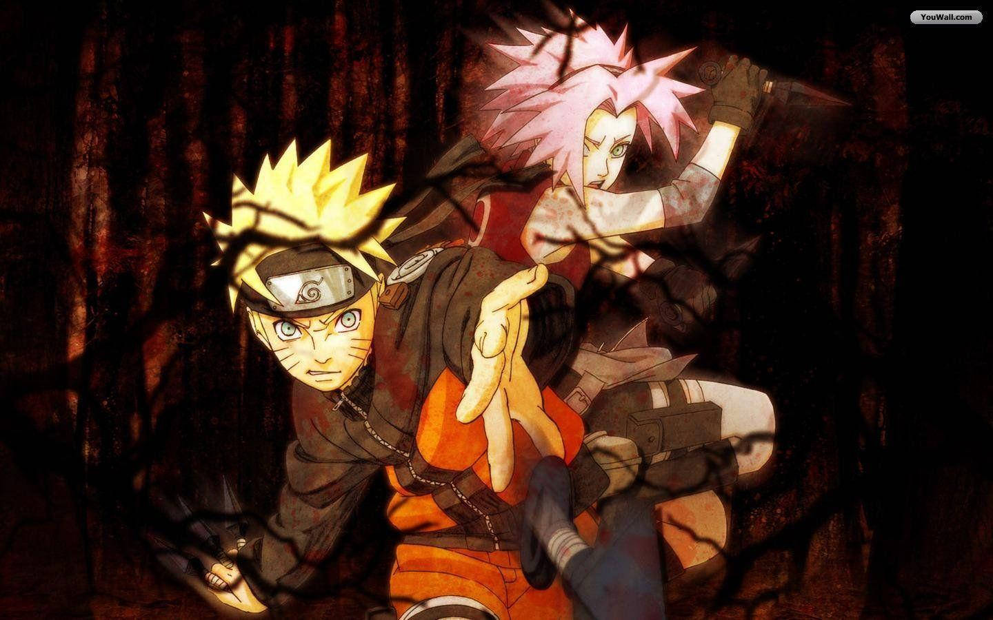 Uzumaki Naruto și Haruno Sakura Anime Fundal