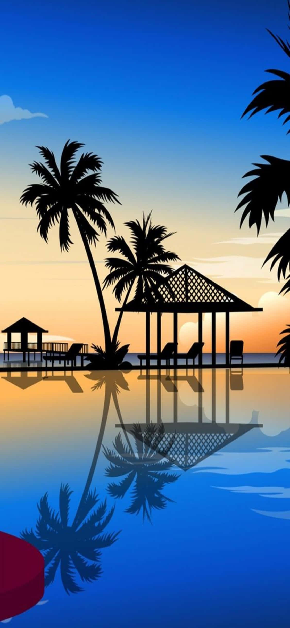 Vacanță Relaxantă la Plajă cu iPhone X Fundal