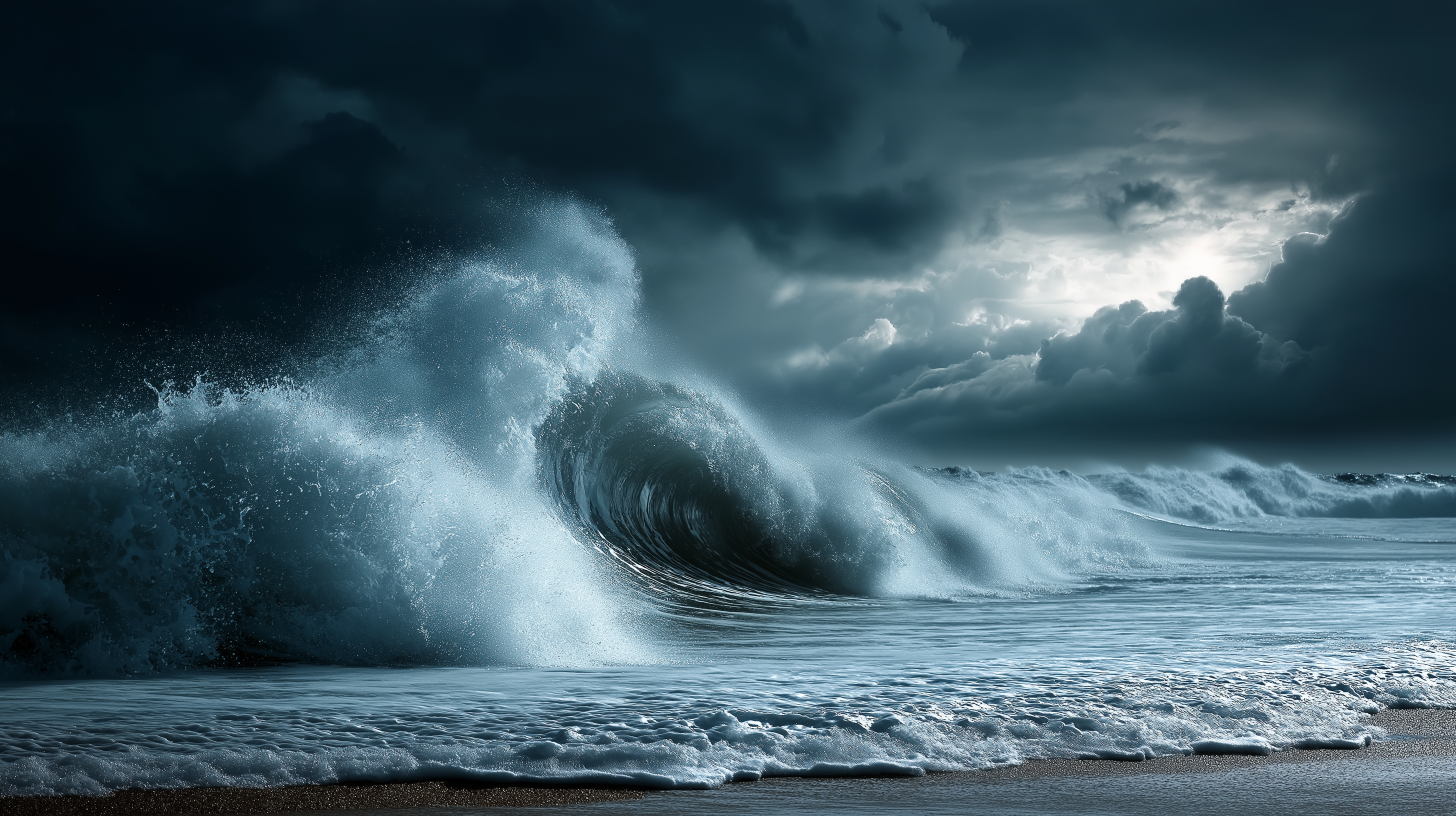 Val Tsunami Uriaș Fundal