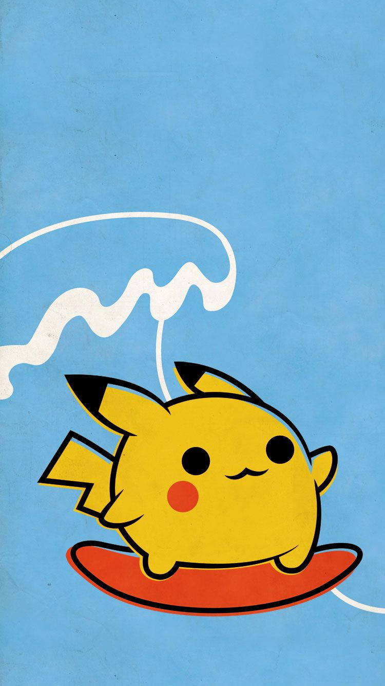 Tapet cu Pikachu făcând surfing pe o placă roșie. — Pikachu Fundal