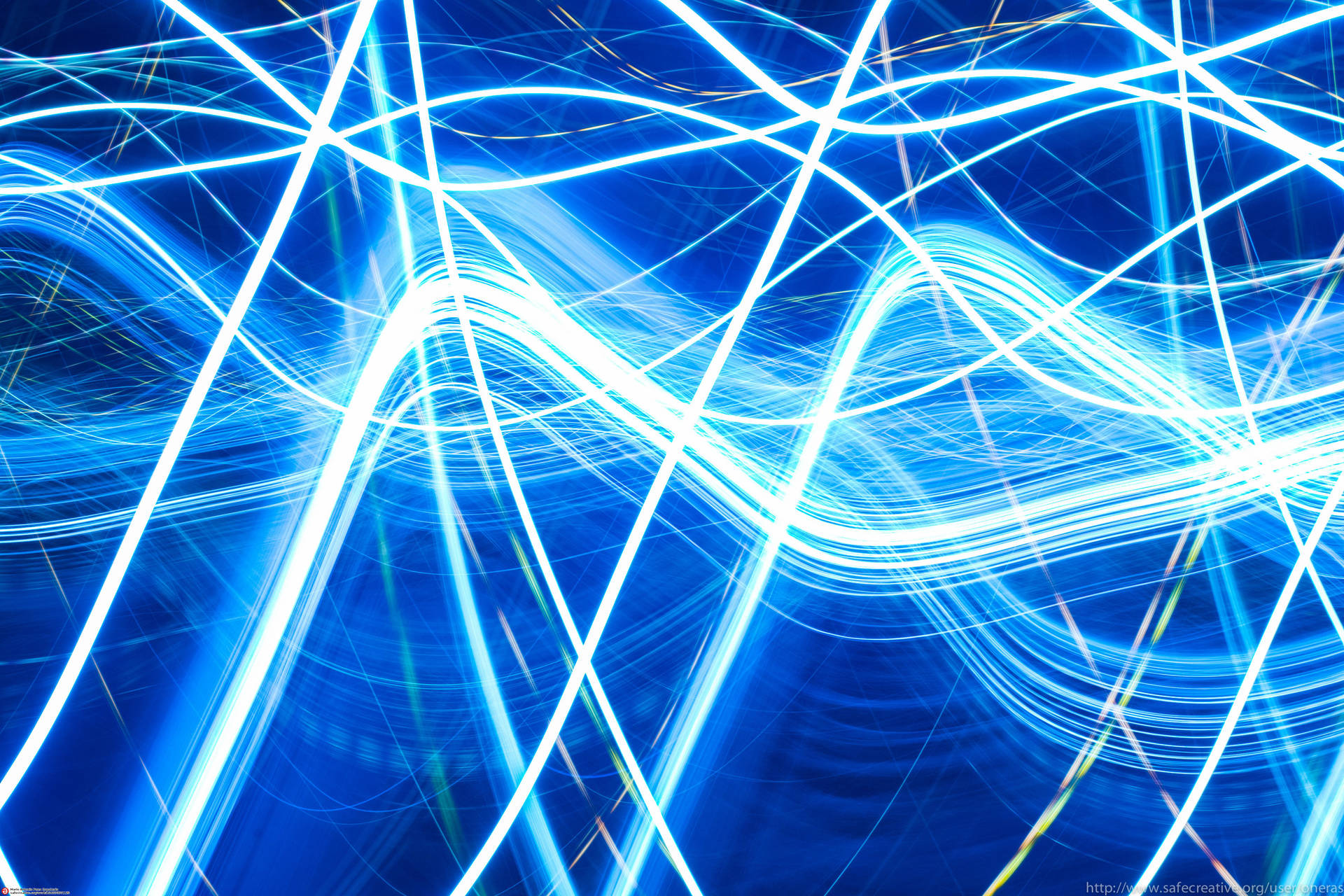 Tapet cu Valuri Neon Albastre — Neon Fundal