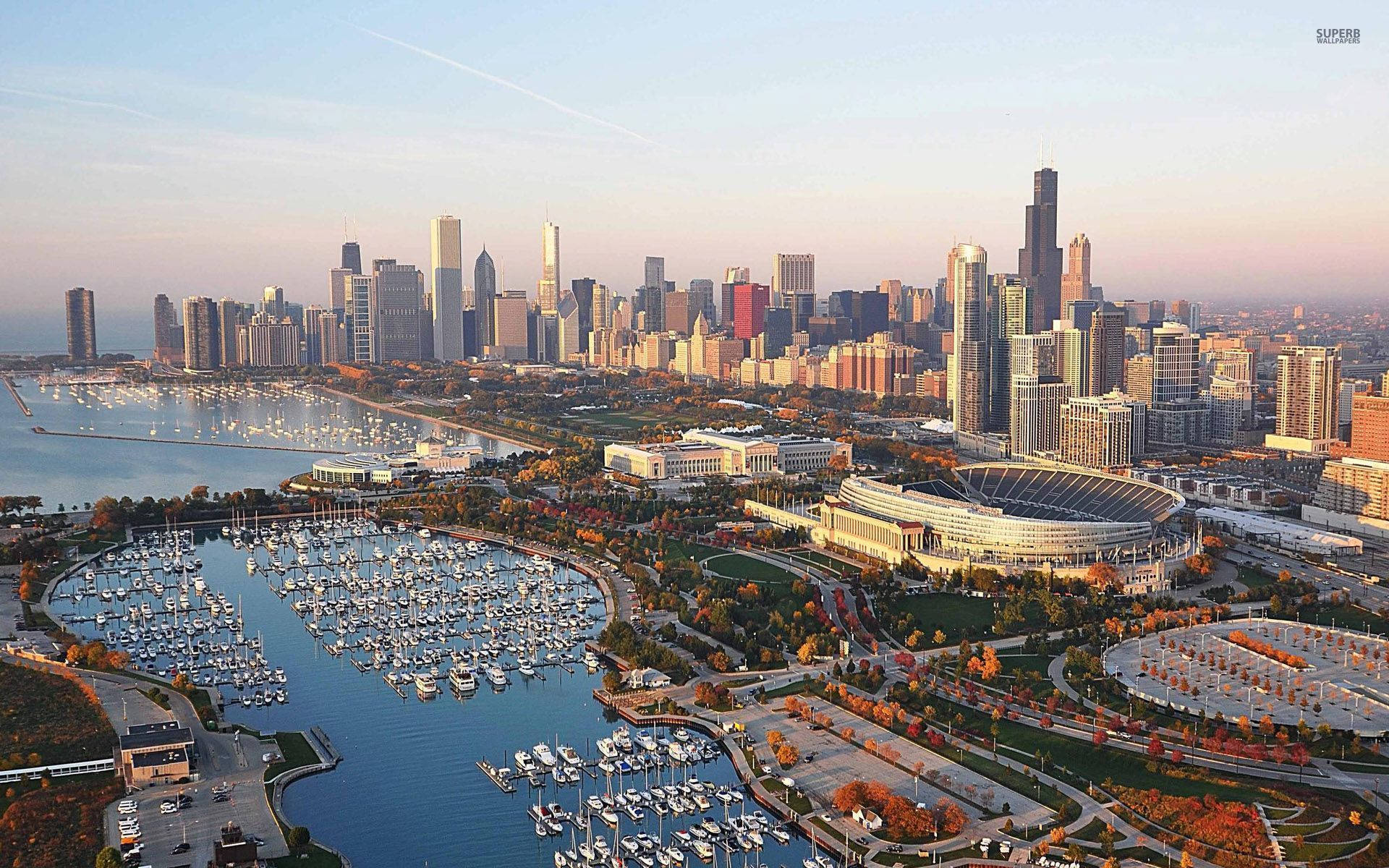 Vedem panoramică a Chicago Fundal