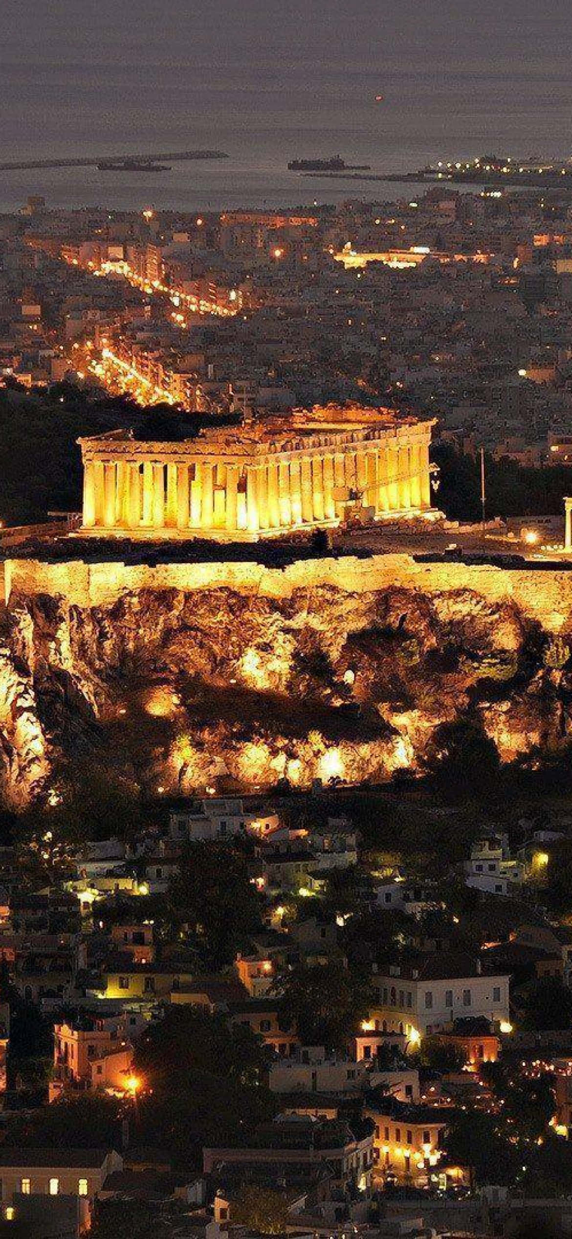 Athenian Acropolis Saronic Gulf View Fundal