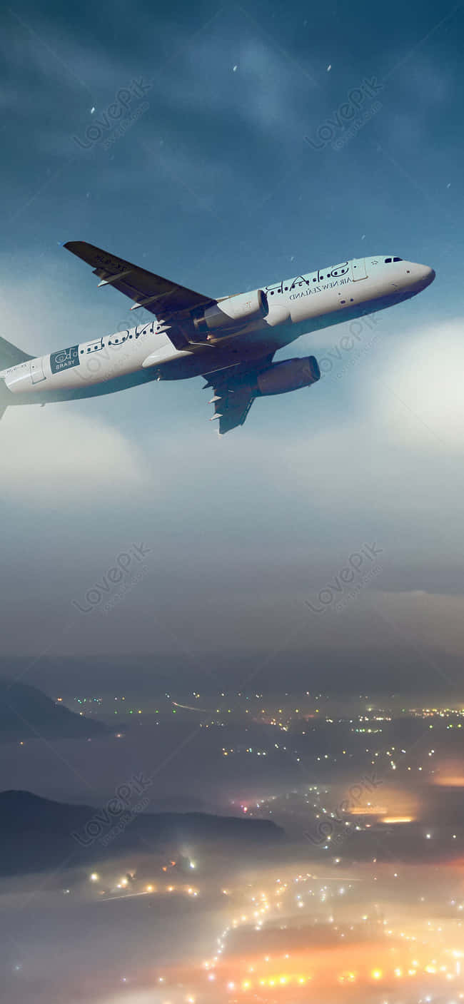 Vedere aeriană a unui avion Android în acțiune Fundal