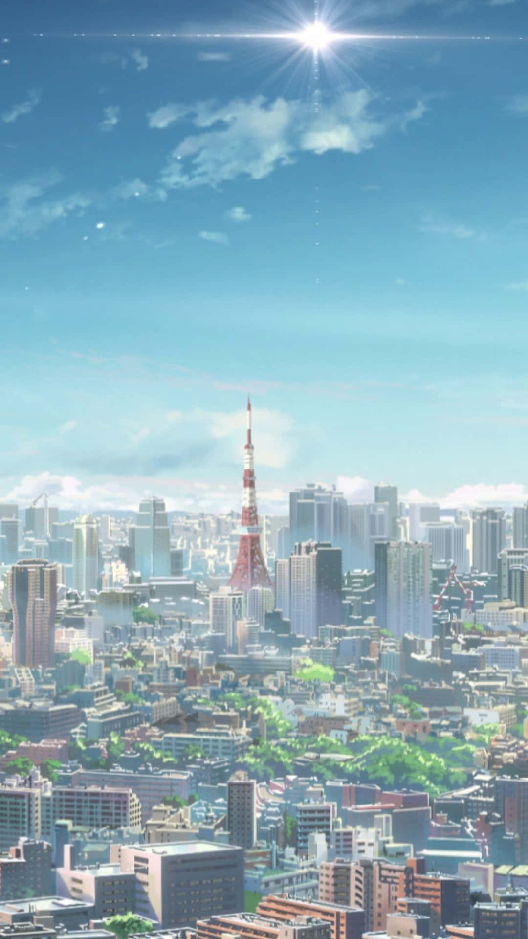 Vedere aeriană a Turnului Tokyo din anime Fundal