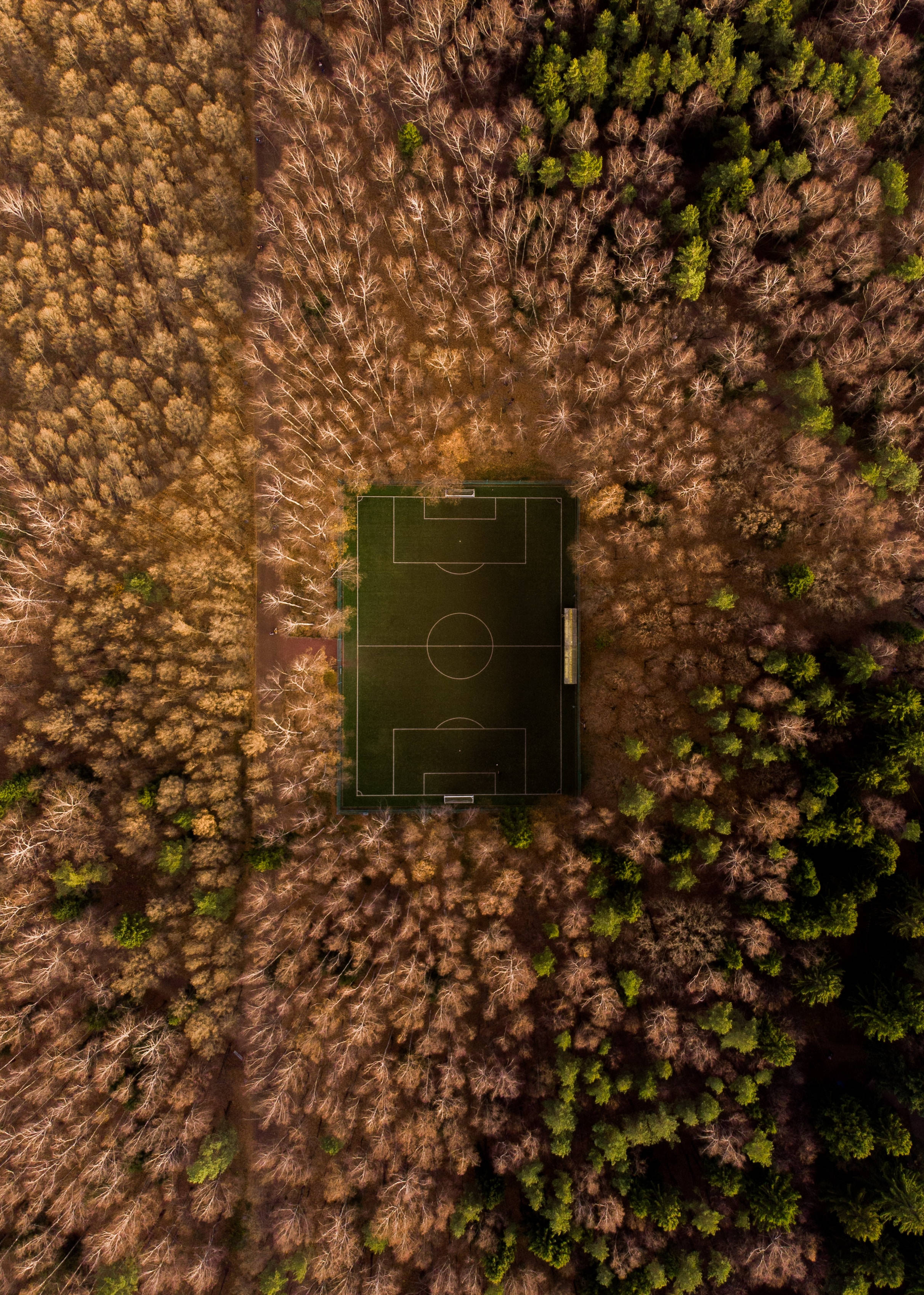 Vedere de pasăre a unui teren de fotbal într-o zi însorită Fundal
