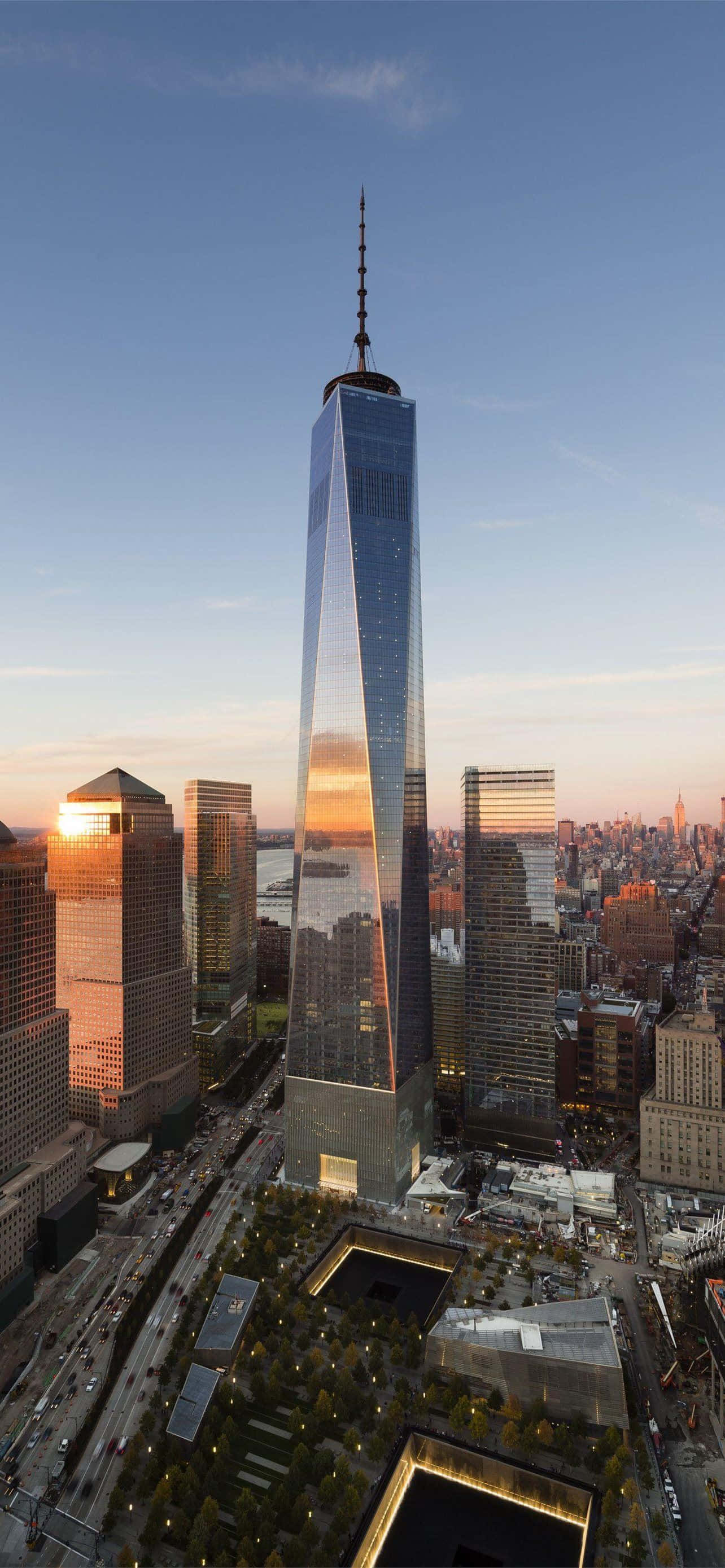 Apus de soare Freedom Tower vedere din unghi înalt Fundal