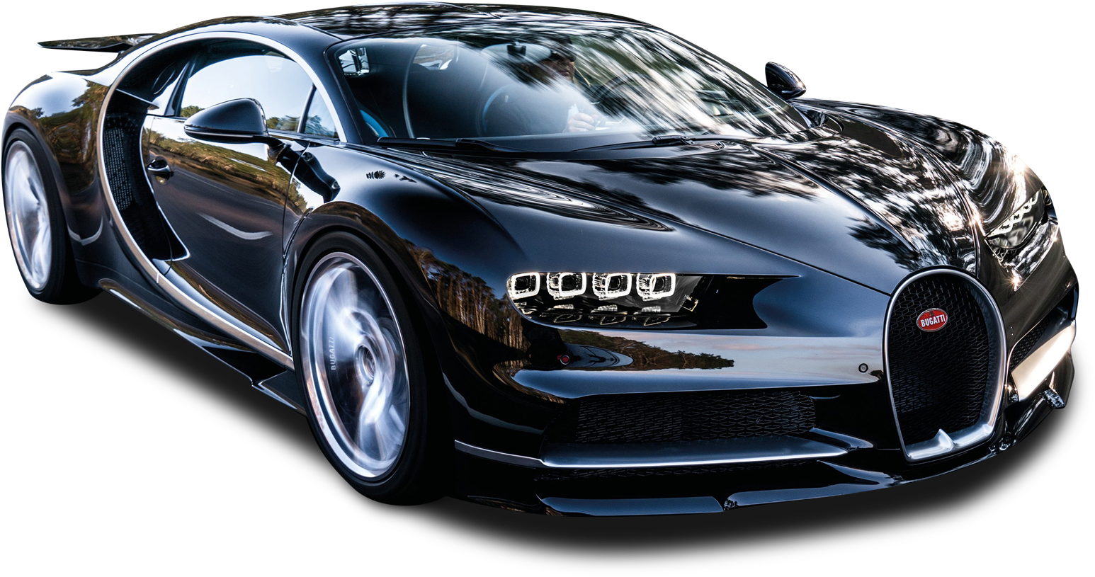Vedere laterală Bugatti Chiron neagră Fundal