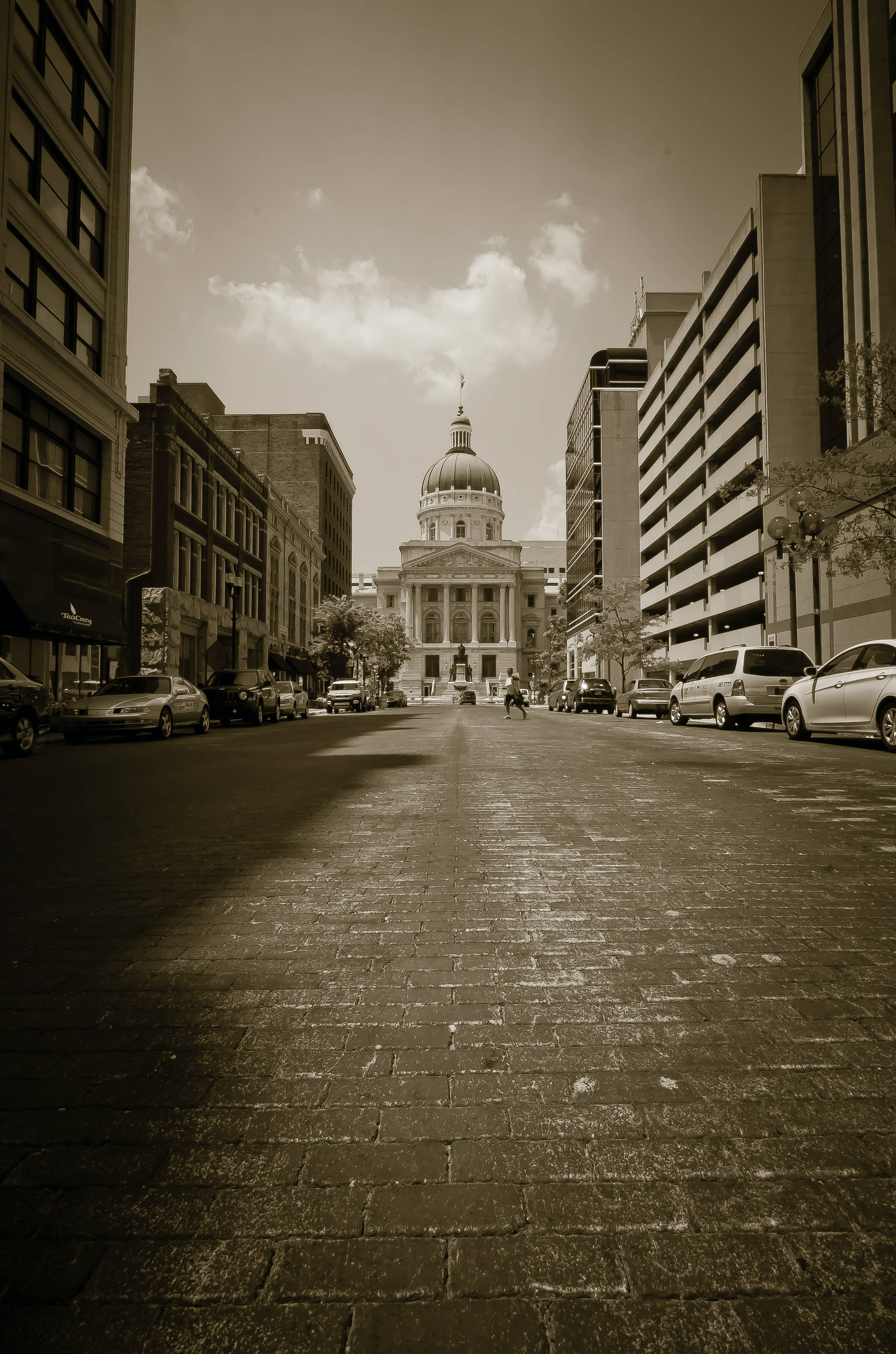 Vedere Majestuoasă A Clădirii Indiana Statehouse Din Indianapolis Fundal