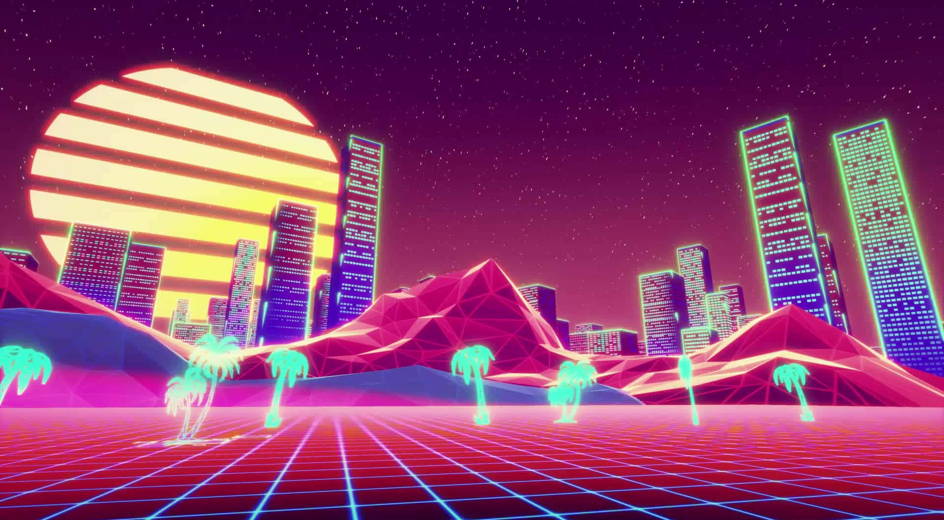 Vedere nocturnă uimitoare a orașului Neon. Fundal