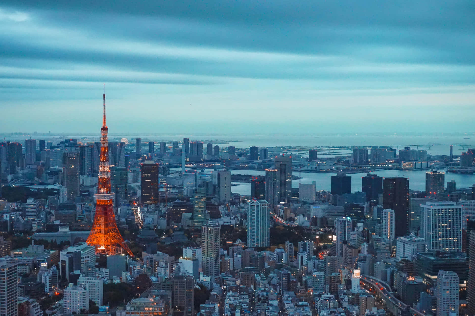 Vedere panoramică a orașului Tokyo, Japonia Fundal