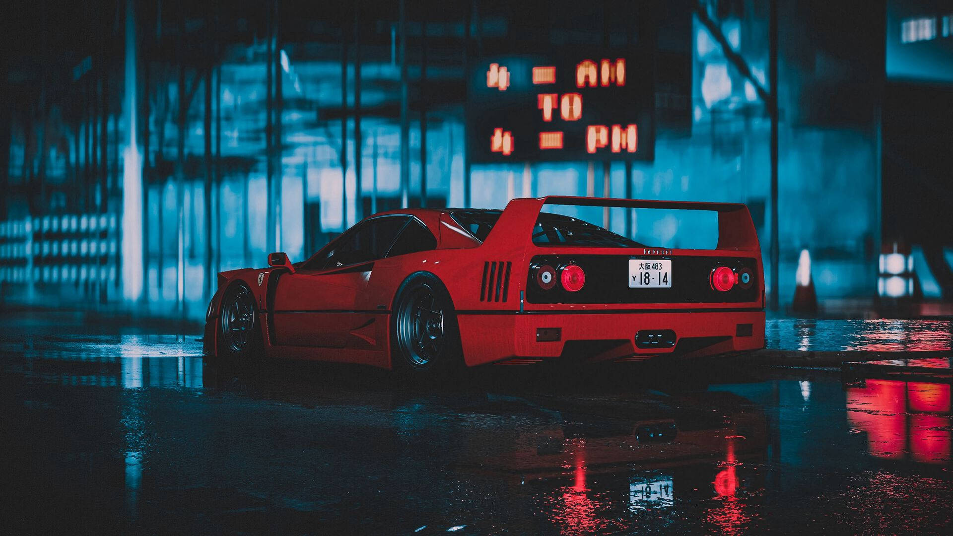 Vedere spate Ferrari F40 1920x1080 Fundal
