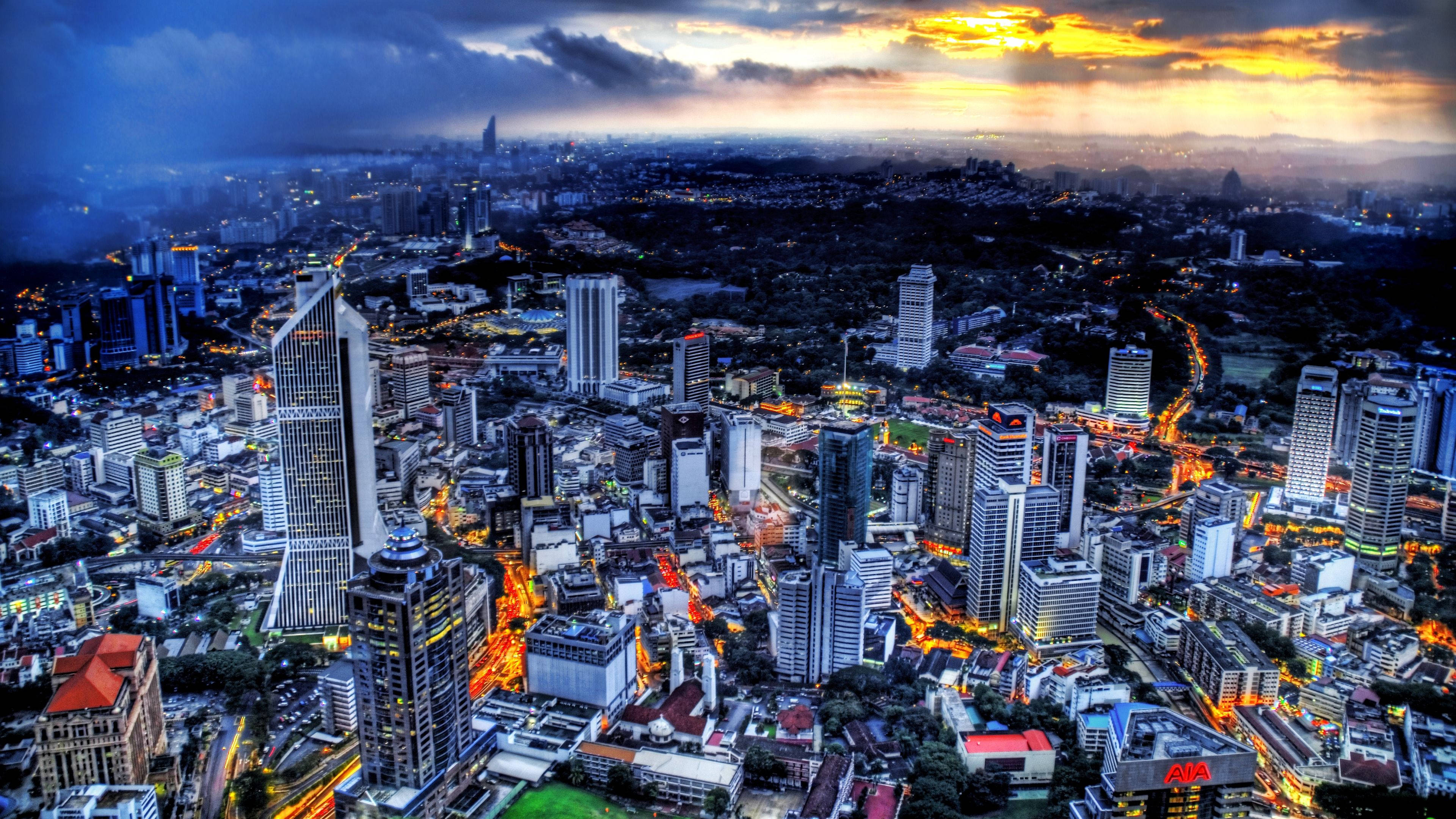 Vedută Nocturnă a Orizontului Kuala Lumpur Fundal