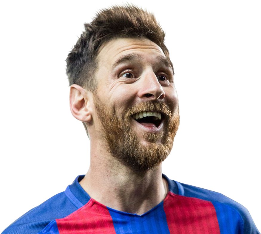 Veselă vedetă a fotbalului în echipament FC Barcelona Fundal