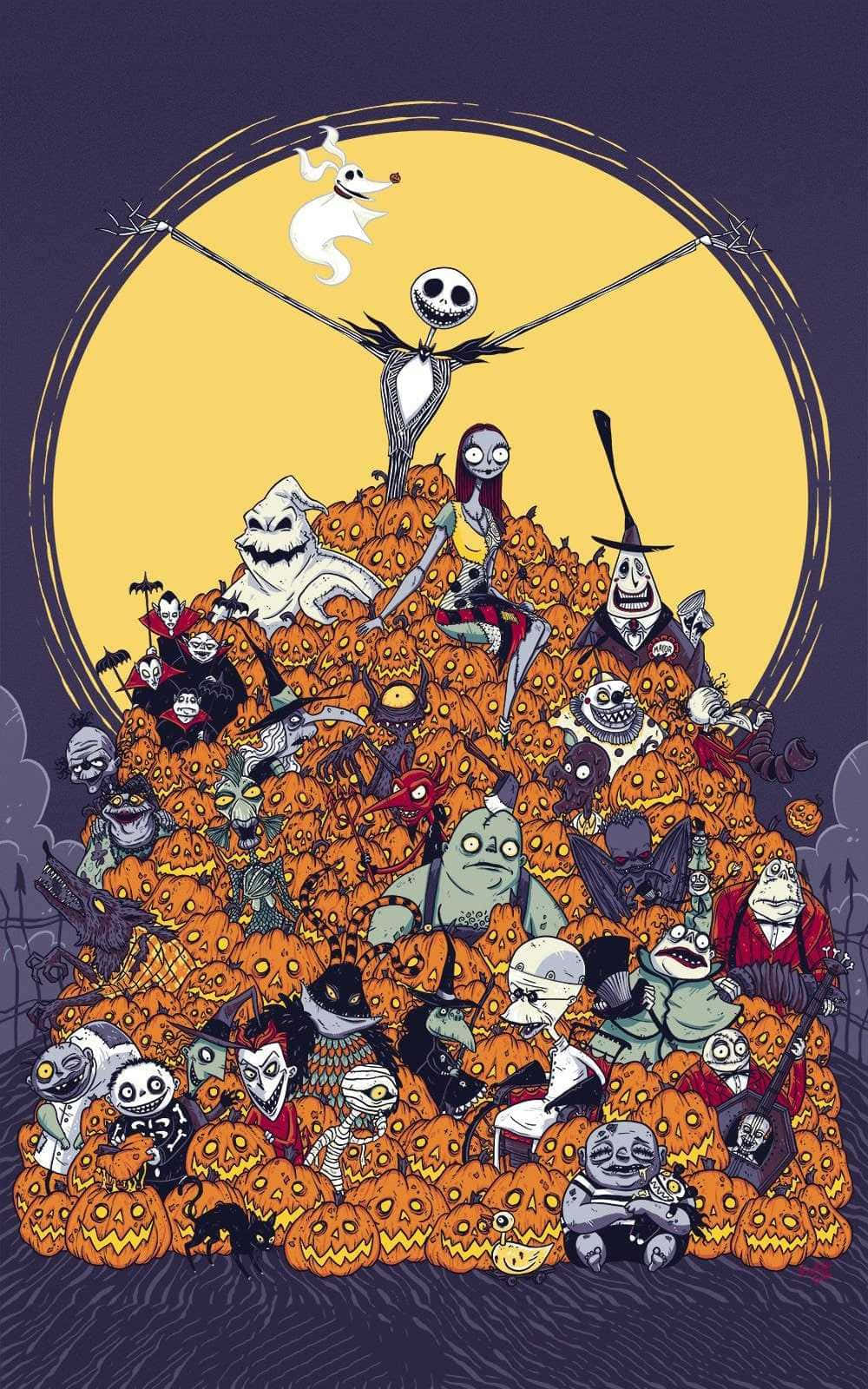 Vezi acest telefon festiv Nightmare Before Christmas! Fundal