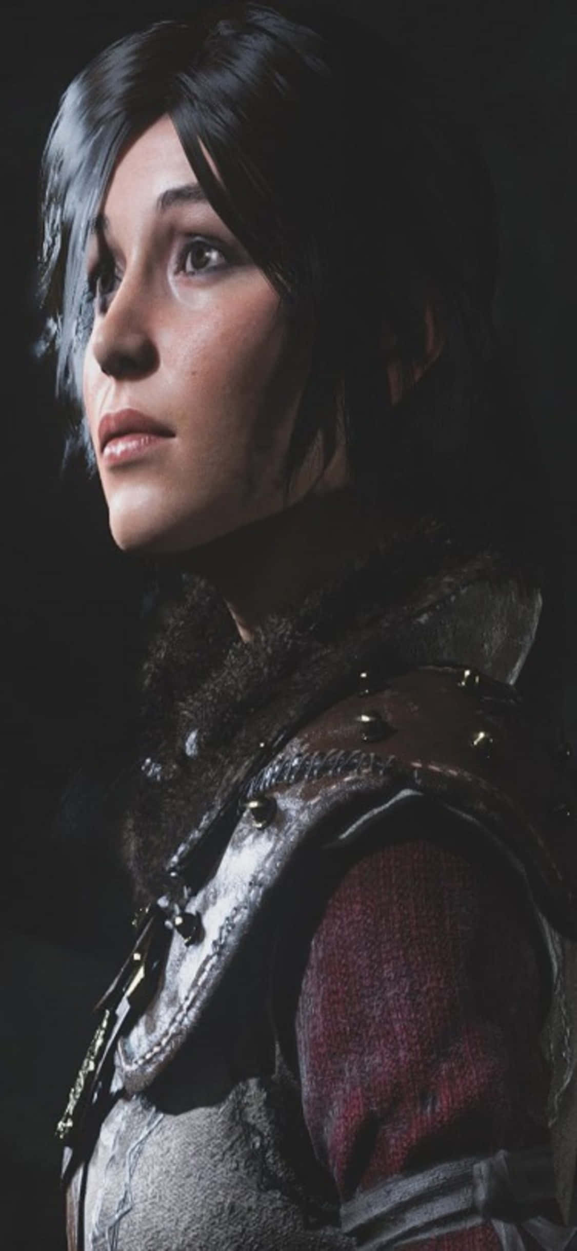 Vezi-l pe Lara Croft explorând ruine în iPhone X Shadow Of The Tomb Raider Fundal