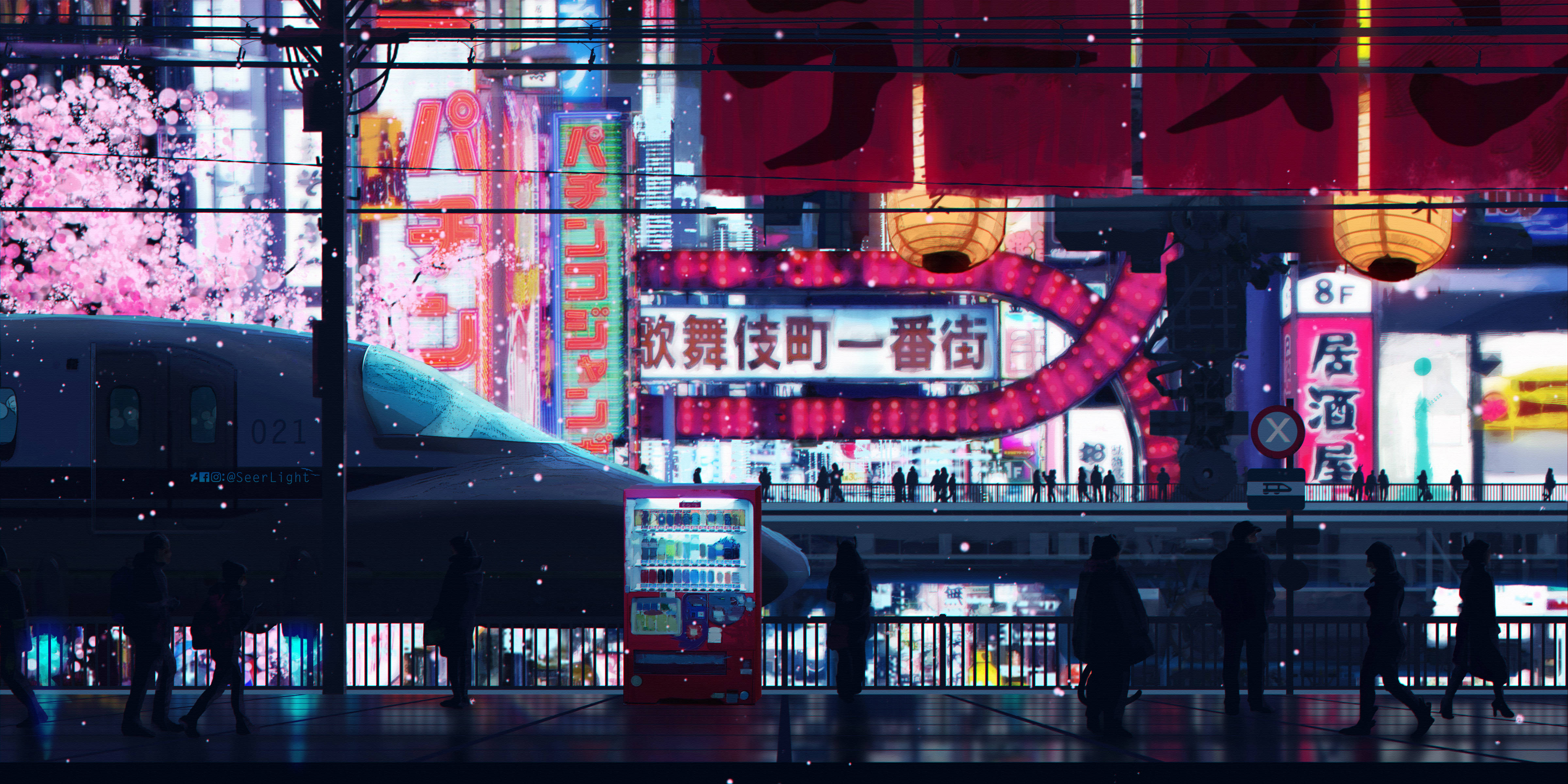 Viață de noapte anime 4K Fundal