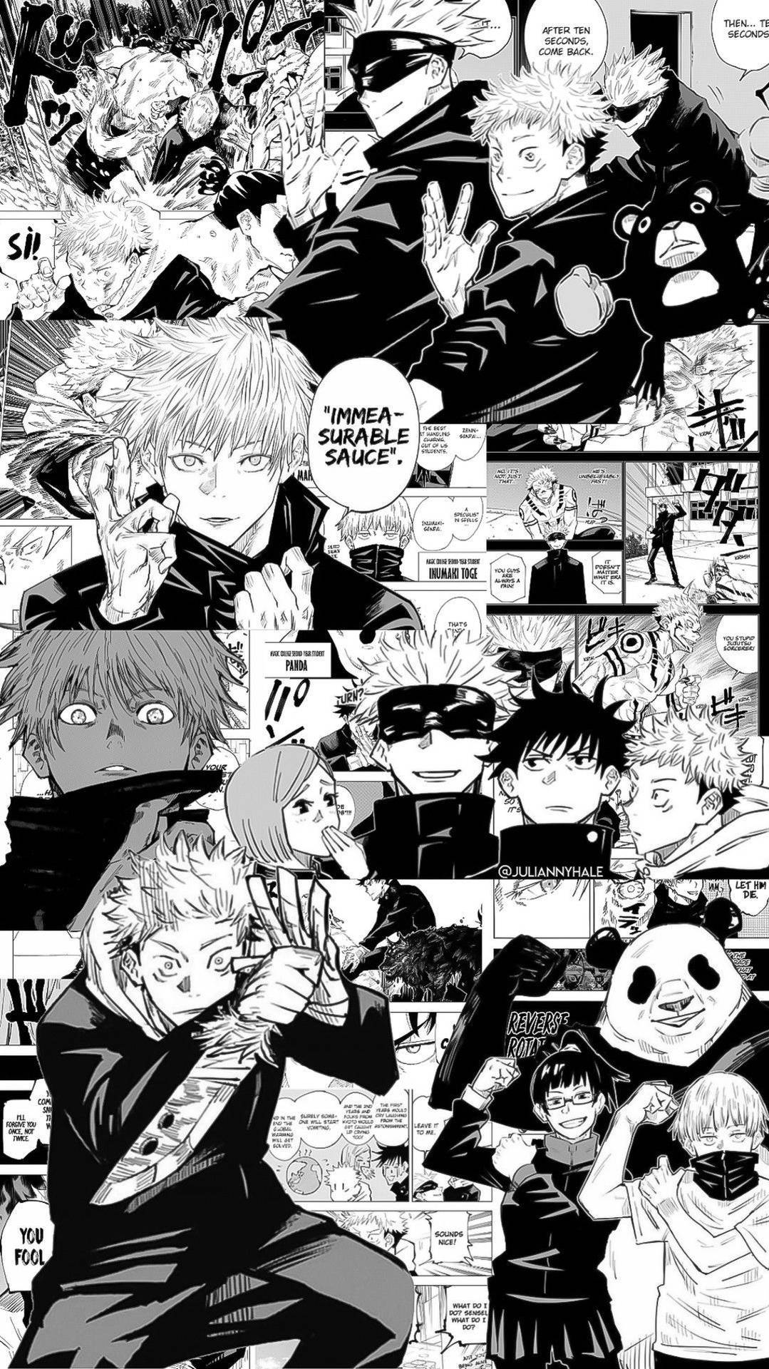 Jujutsu Kaisen manga alb-negru wallpaper