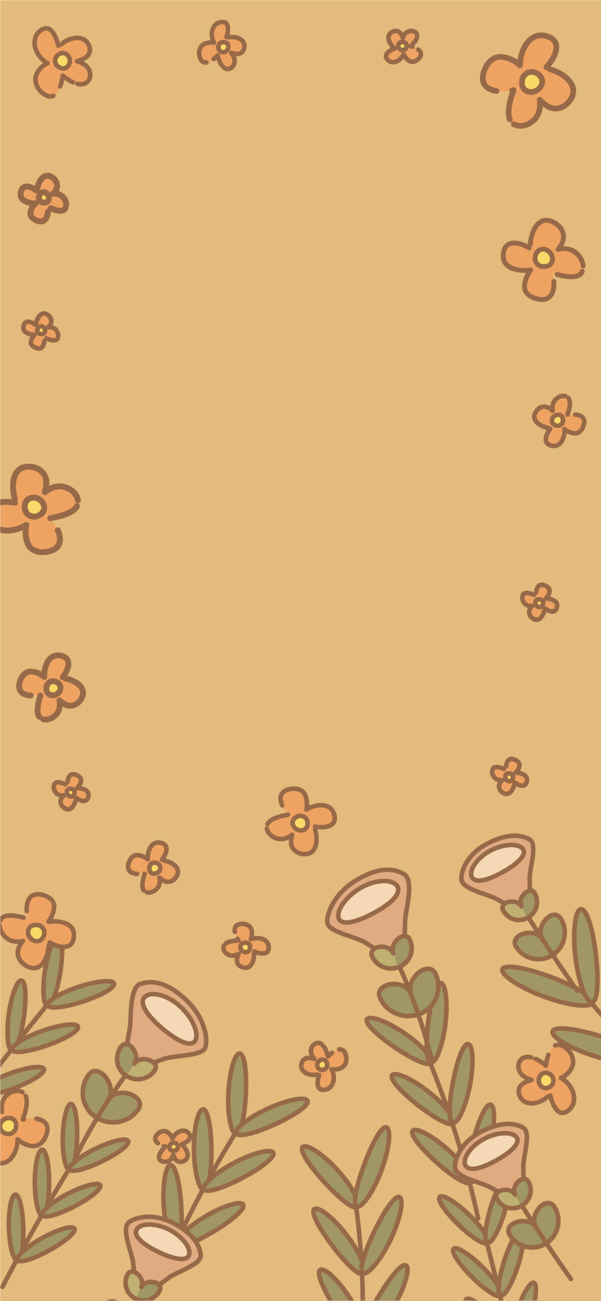 Vintage Flower Illustrations Spring iPhone Fundal
