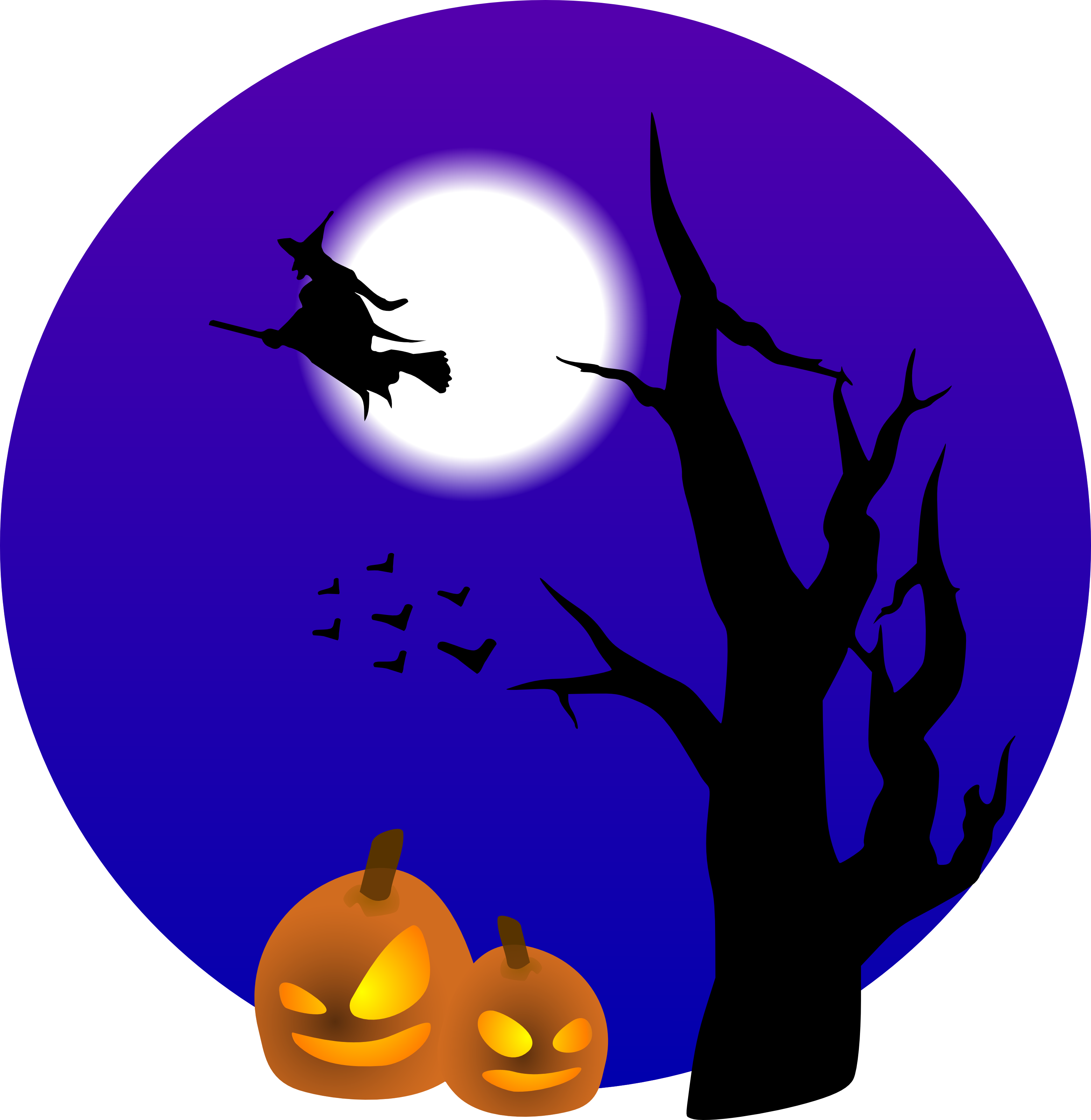 Vrăjitoare de Halloween zburând pe lună plină Fundal