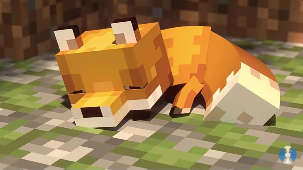 Vulpe drăguță Minecraft care doarme Fundal