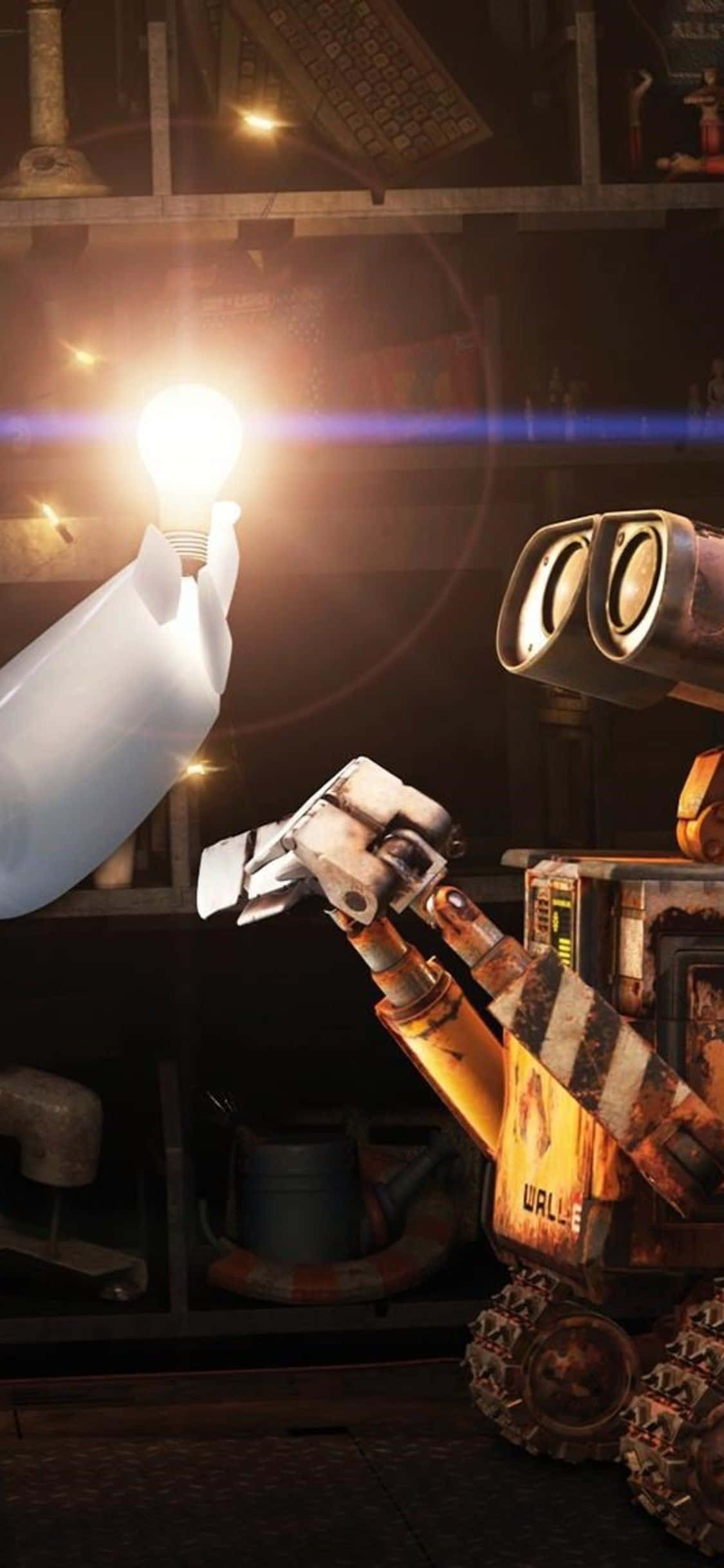 Wall E iPhone privind un bec Fundal
