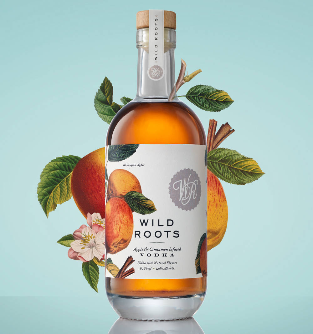 Wild Roots Vodcă Infuzată Zmeură Fundal Albastru Fundal