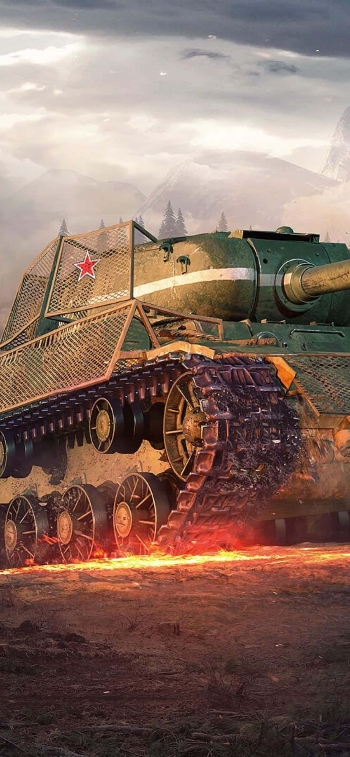 world of tanks - un tanc in mijlocul unui camp Fundal