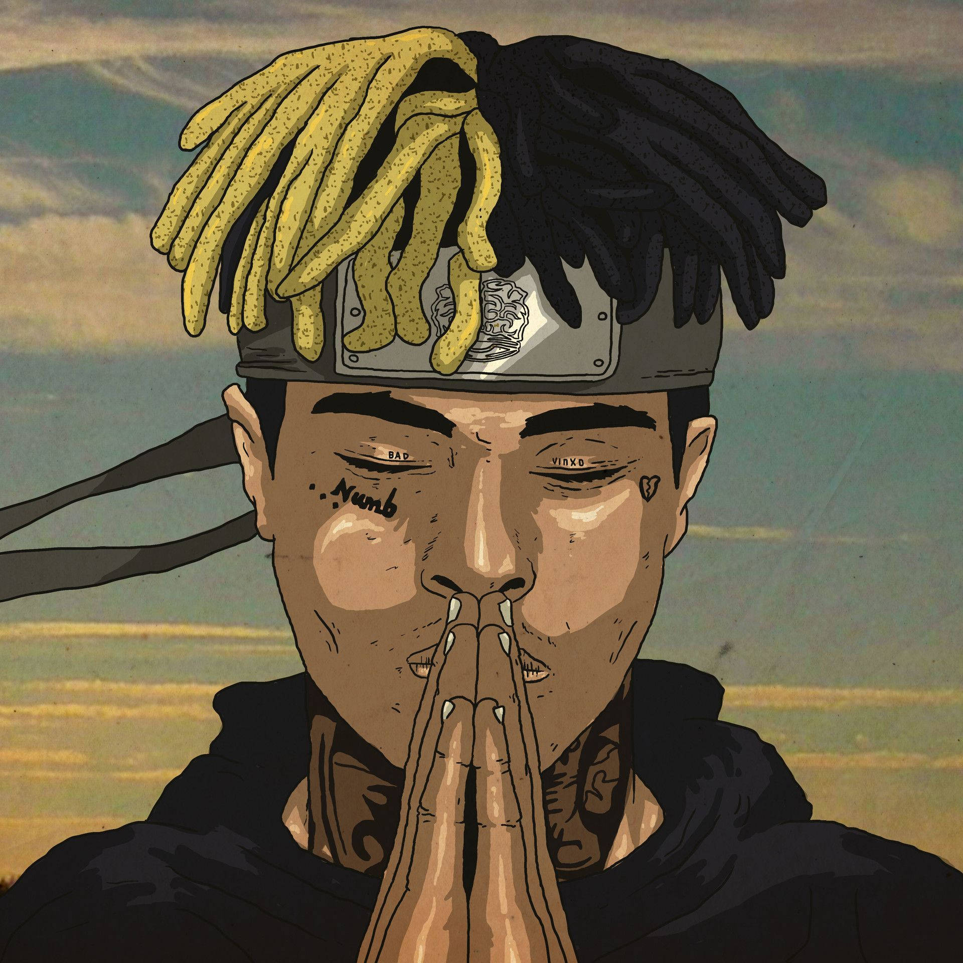 Xxxtentacion Anime Rugându-se Rapper Fundal