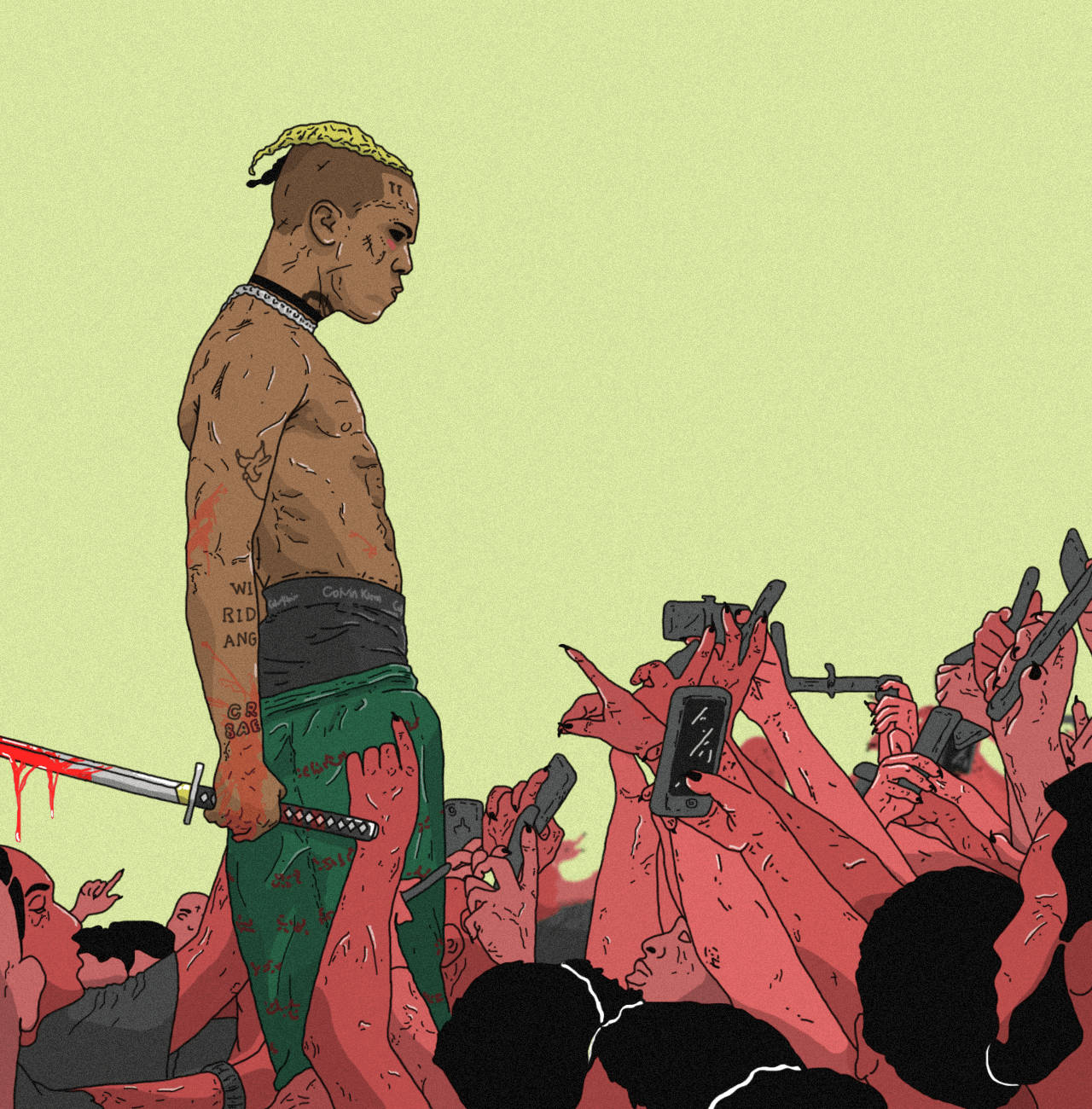 Xxxtentacion Anime În Mulțime Fundal