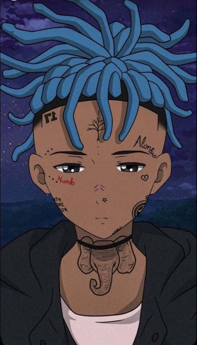 Xxxtentacion Anime Rapper cu Tatuaje Fundal