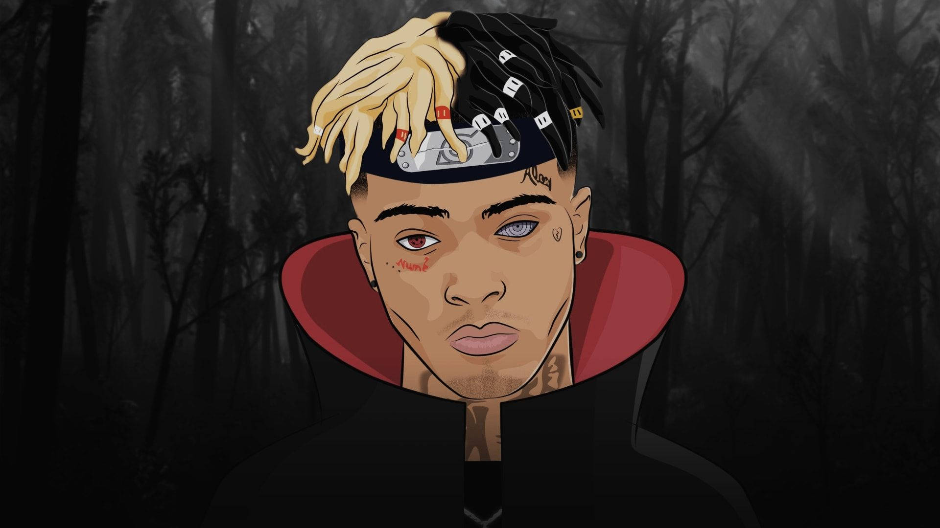 Xxxtentacion anime în faimoasa mantie Akatsuki Fundal