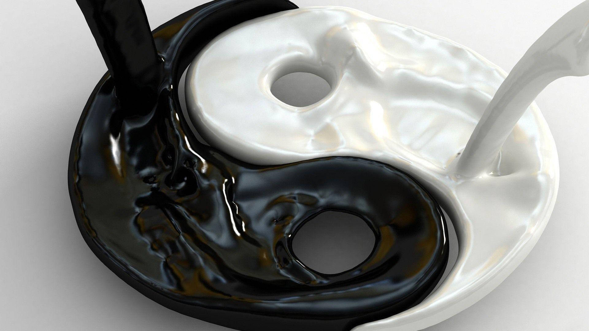 Yin Yang Cool Alb și Negru Fundal