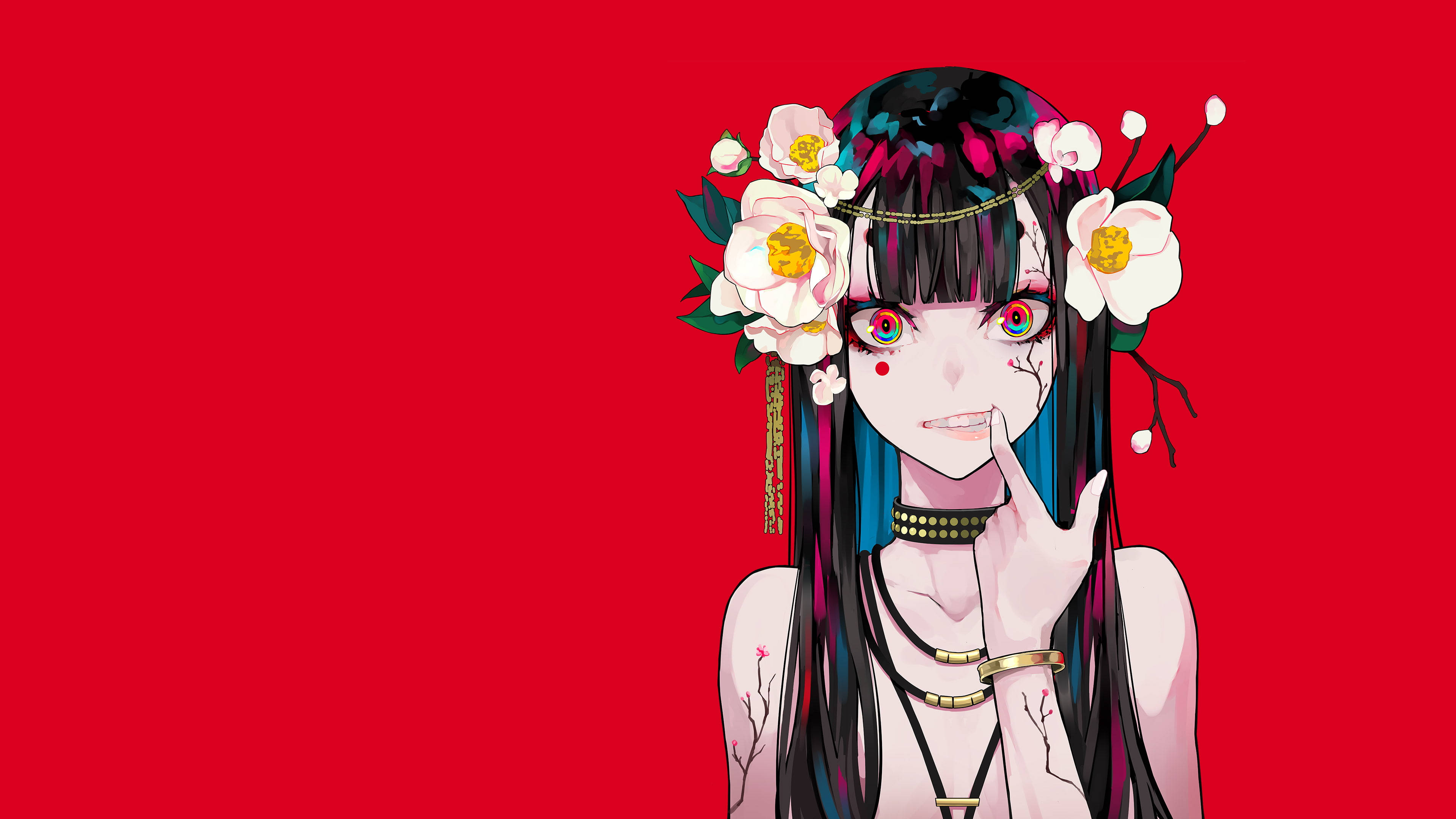 Yumeko Jabami Anime Roșu Fundal