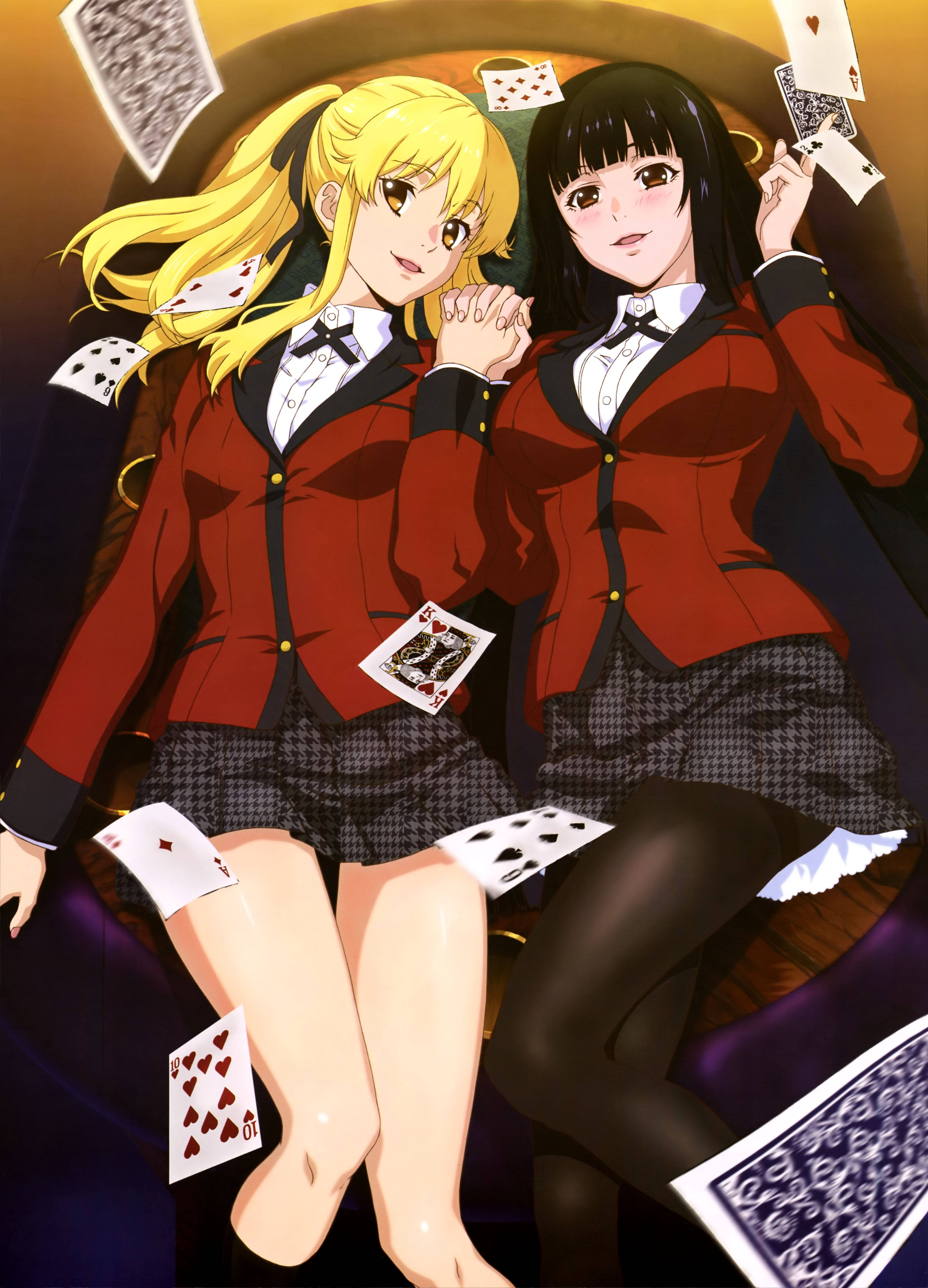 Yumeko Jabami și Mary Saotome, cei doi jucători principali din Kakegurui Fundal