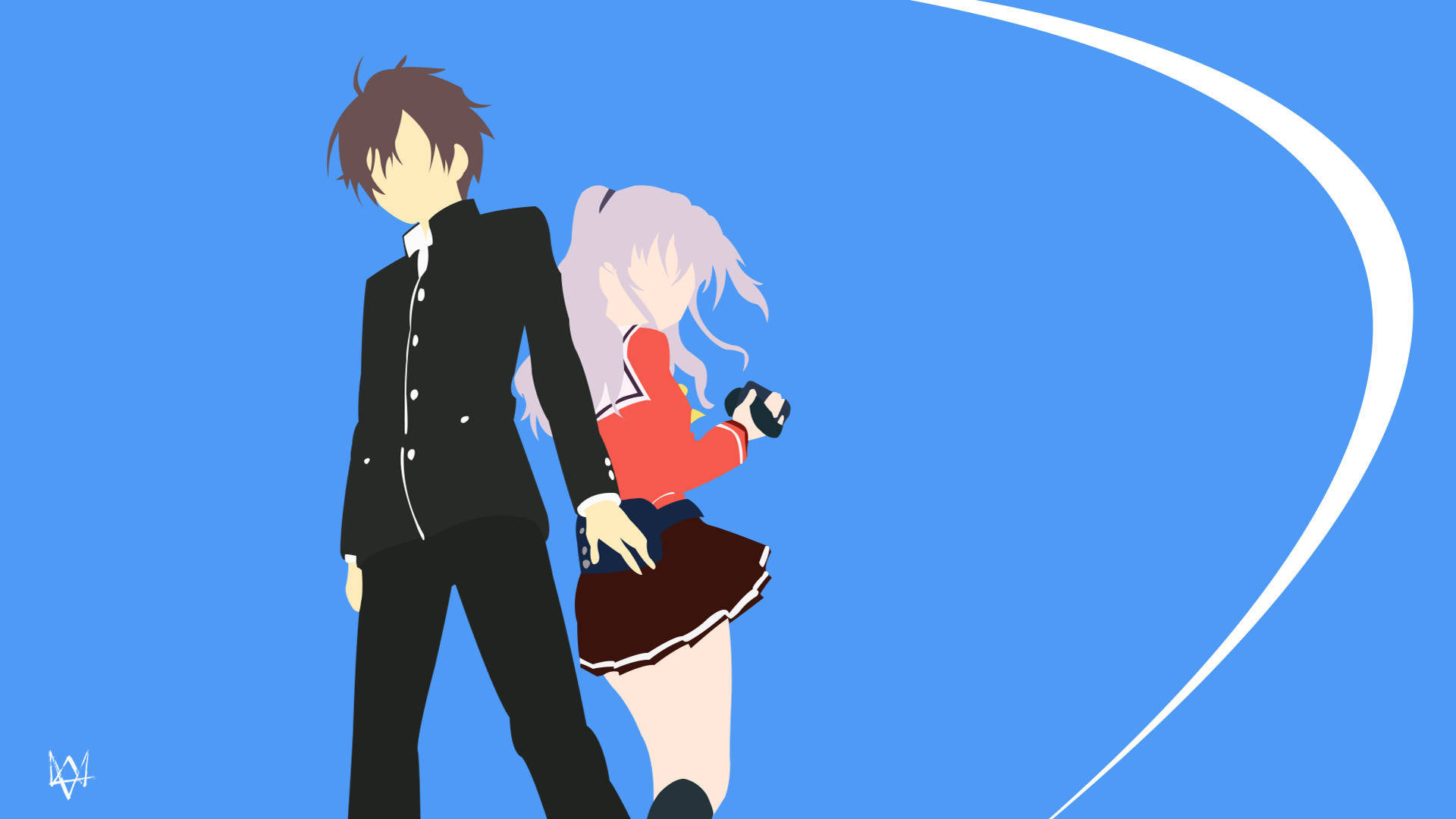 Yuu și Nao Charlotte Anime Minimalist Fundal