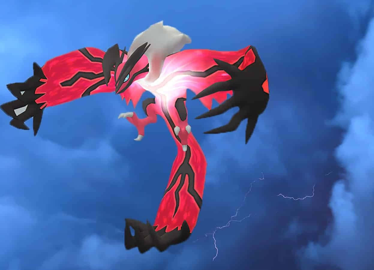 Yveltal Pokemon Strălucitor Pe Cer Fundal