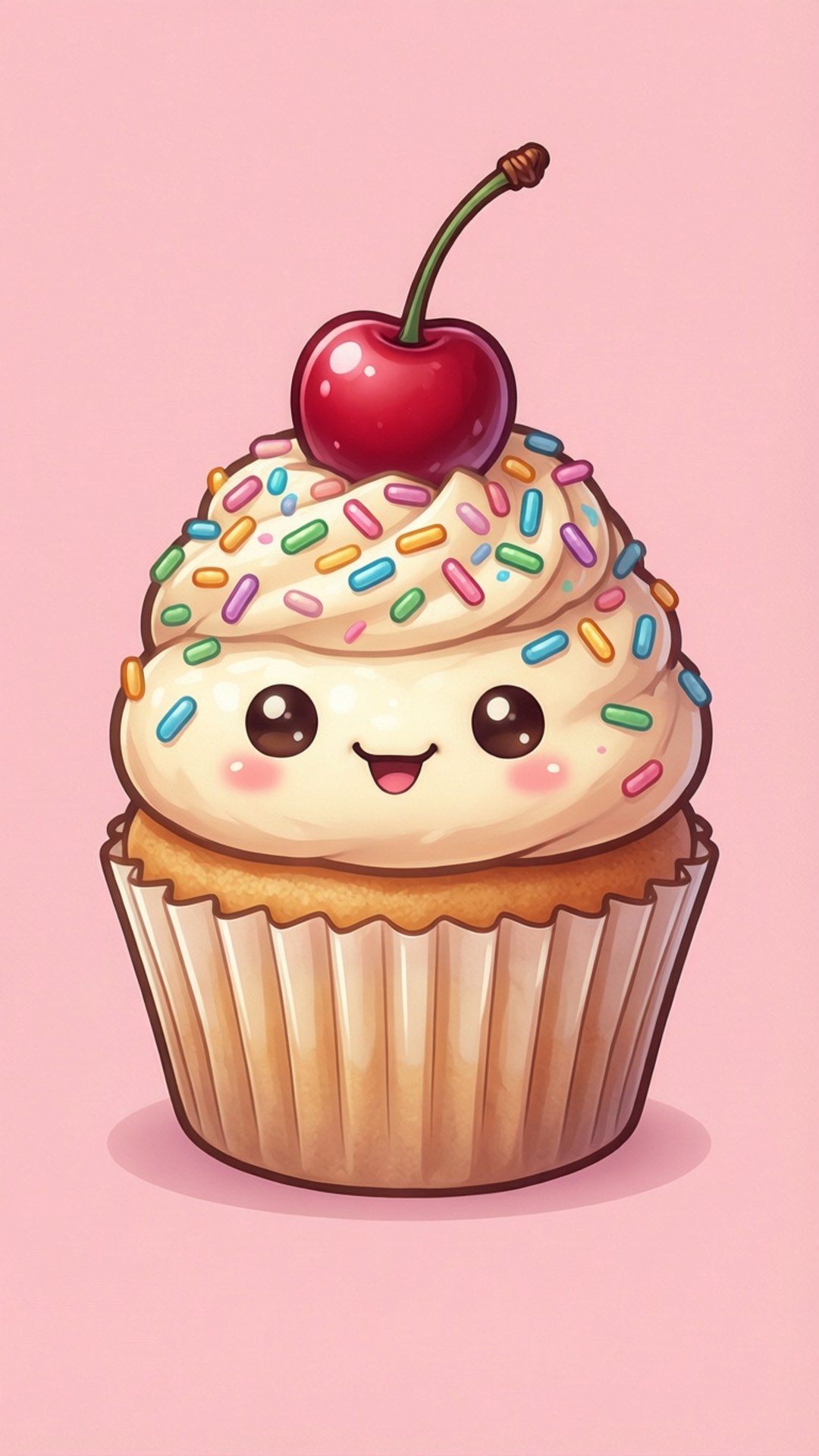 Zâmbet Kawaii de Cupcake Fundal