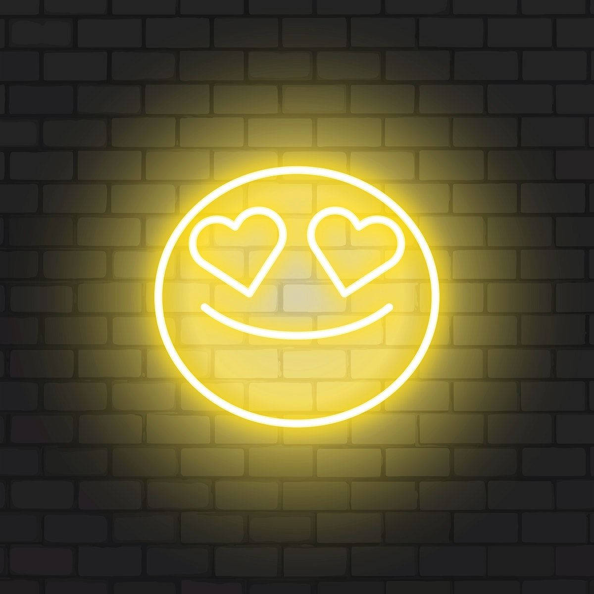Zâmbet Neon cu Inimi în Ochii Fundal