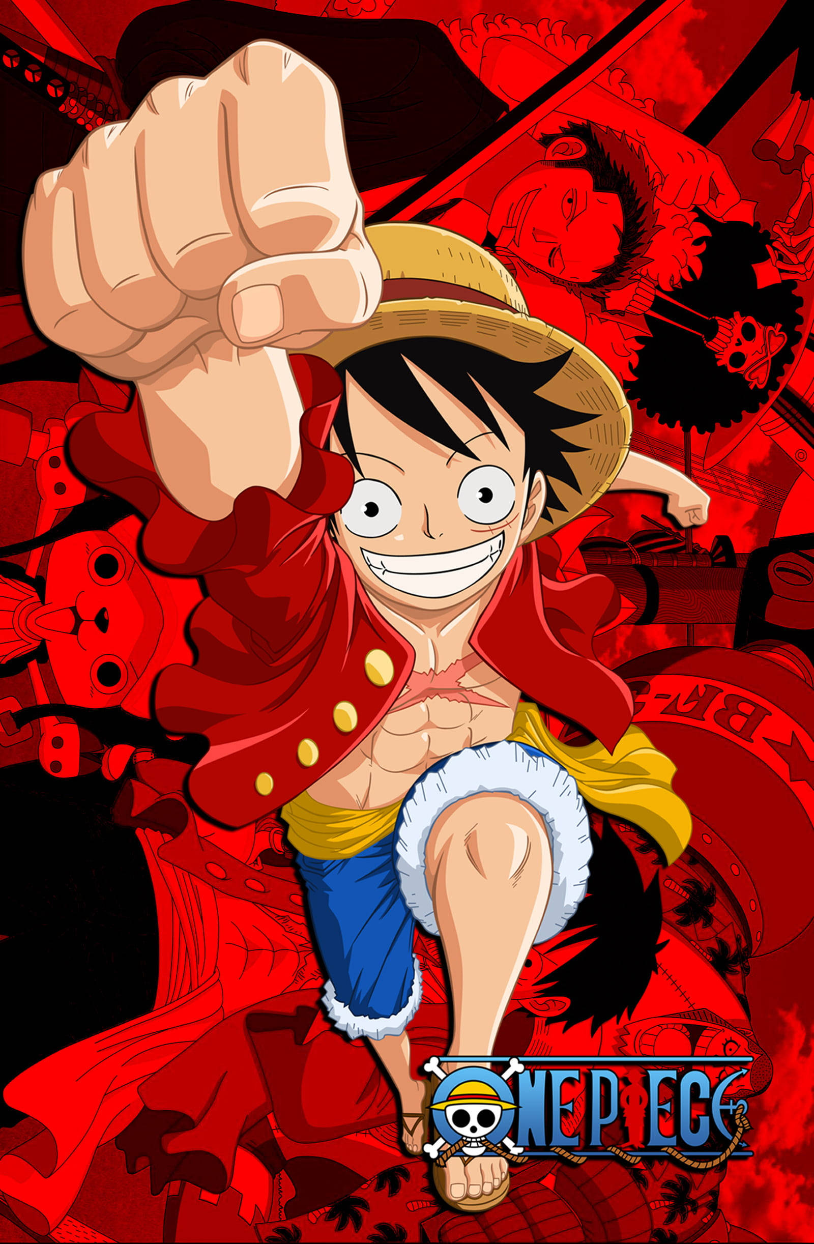 Zâmbetul roșu al lui Luffy Fundal
