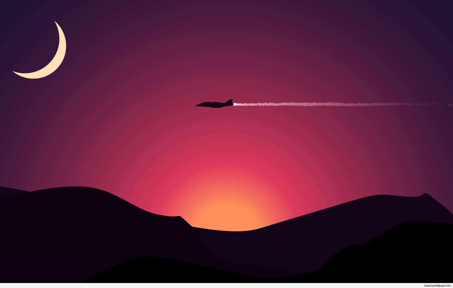 Zbor de seară - Un apus minimalist Fundal