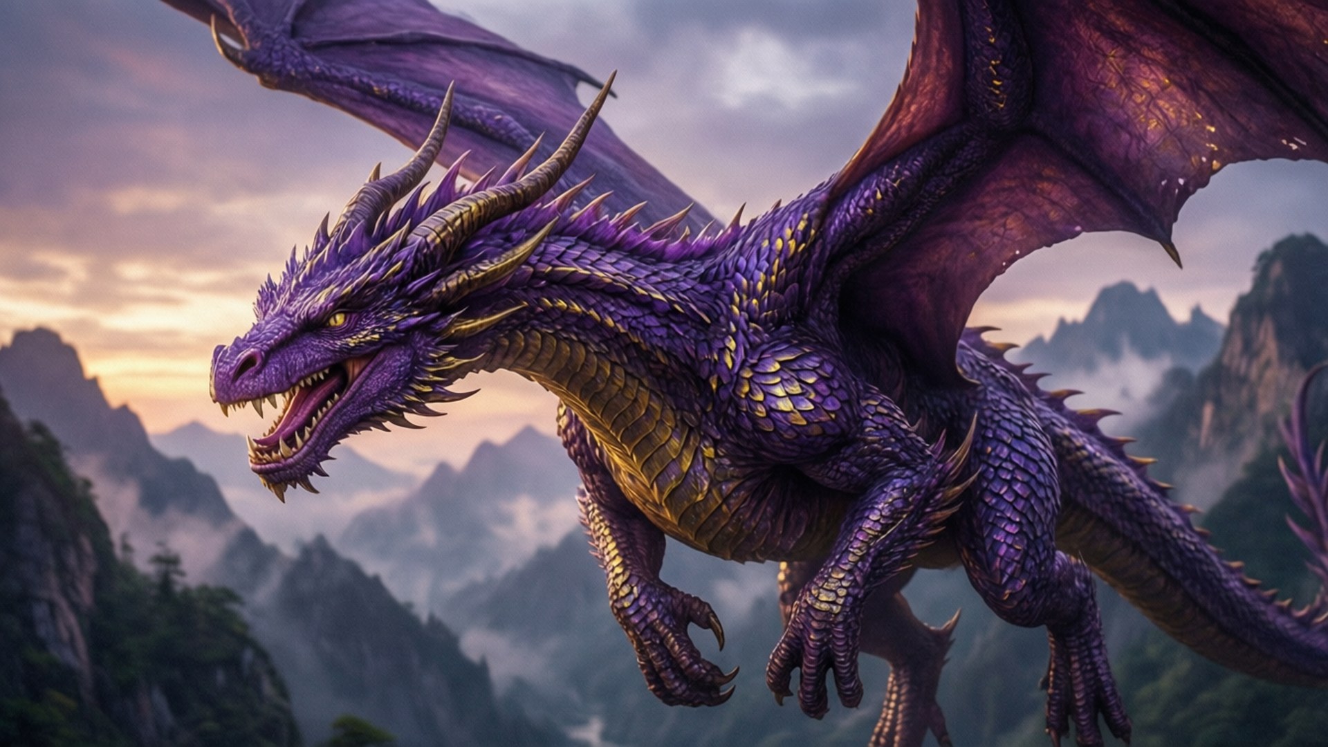 Zborul Dragonului Purpuriu Fundal
