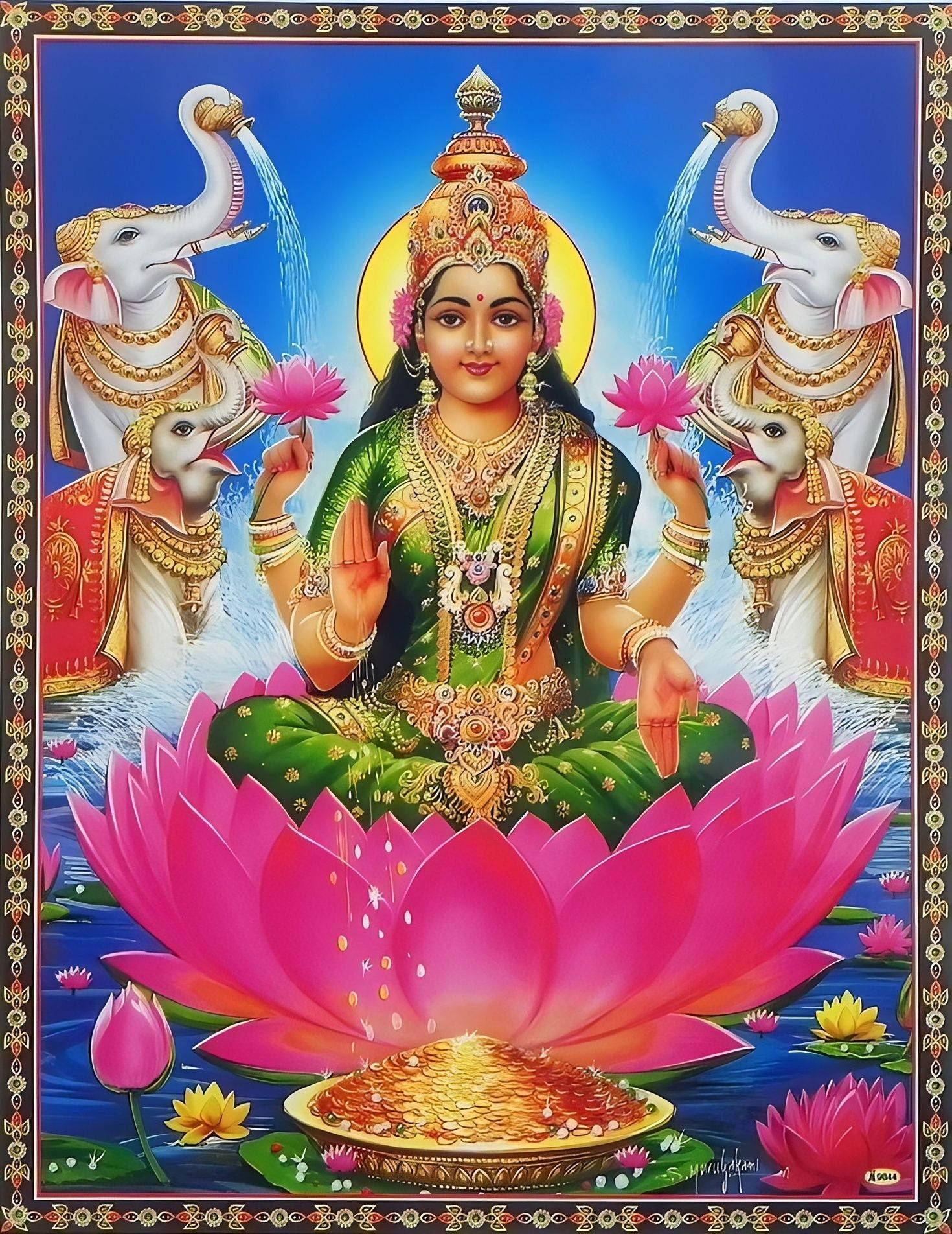 Zeita Hindu Gaja Ashta Lakshmi Fundal