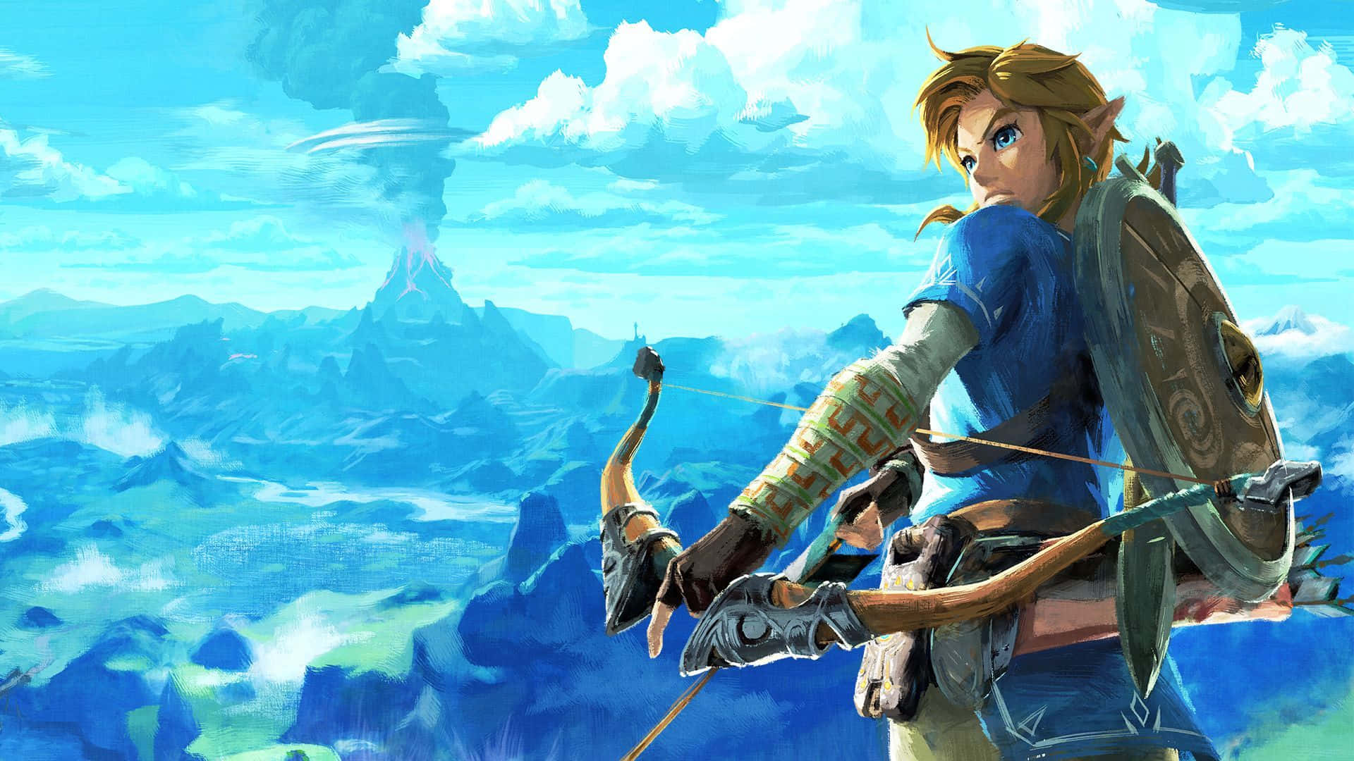 Zelda Botw Link trăgând cu arcul Fundal